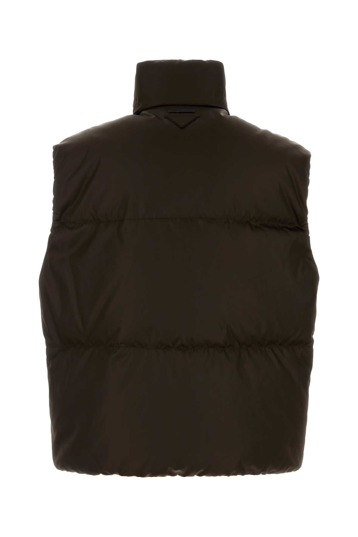 Prada Men Dark Brown Re-Nylon Down Jacket PRADA