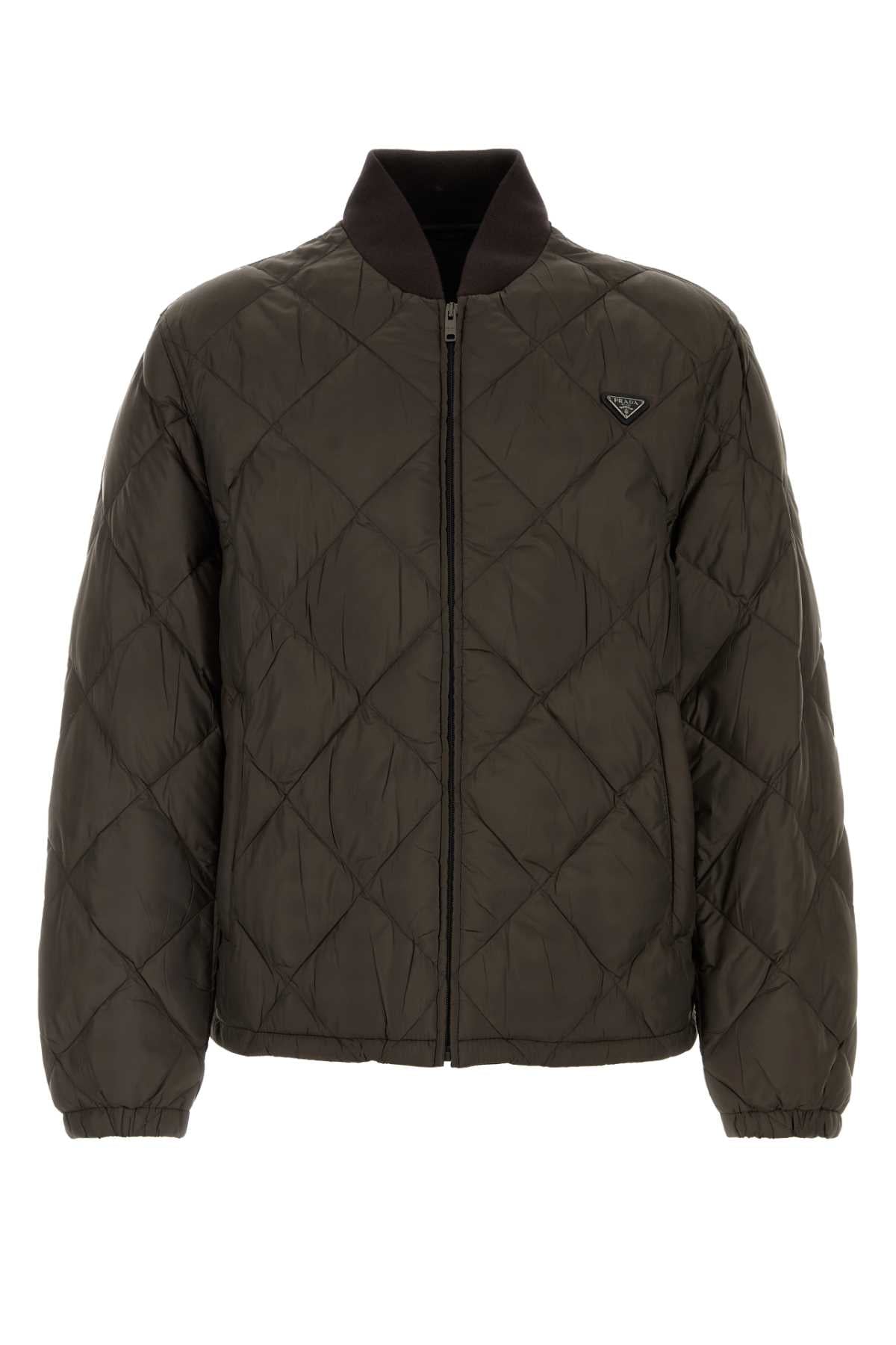 Prada Men Olive Green Polyester Down Jacket PRADA