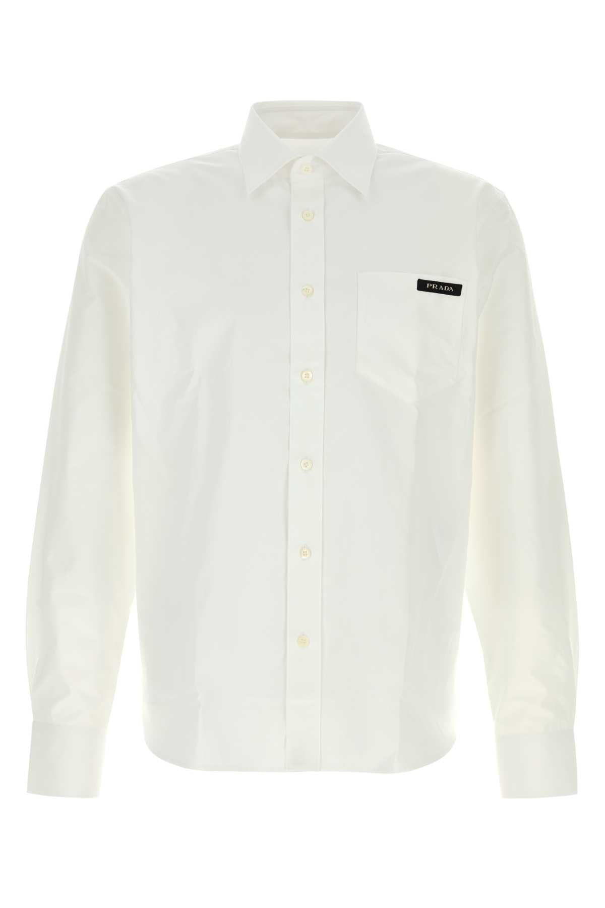 Prada Men White Poplin Shirt PRADA