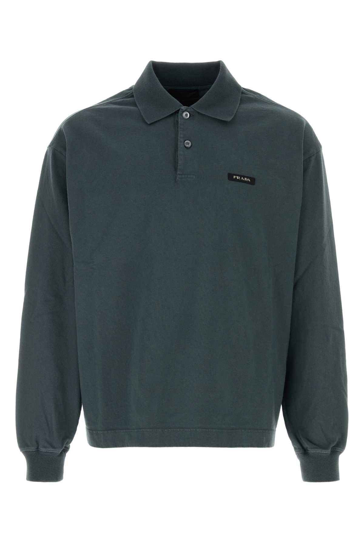 Prada Men Petrol Blue Cotton Polo Shirt PRADA