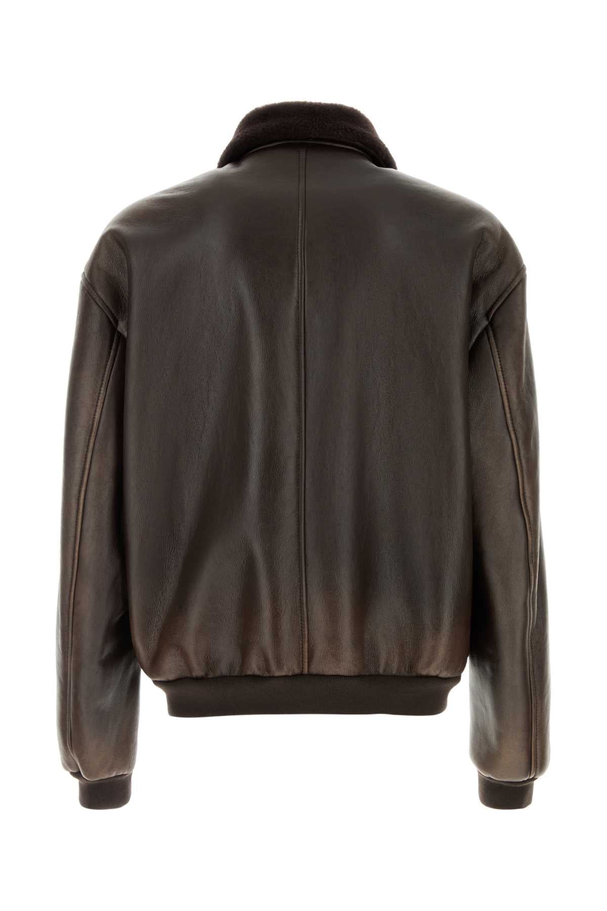 Prada Men Dark Brown Shearling Jacket PRADA