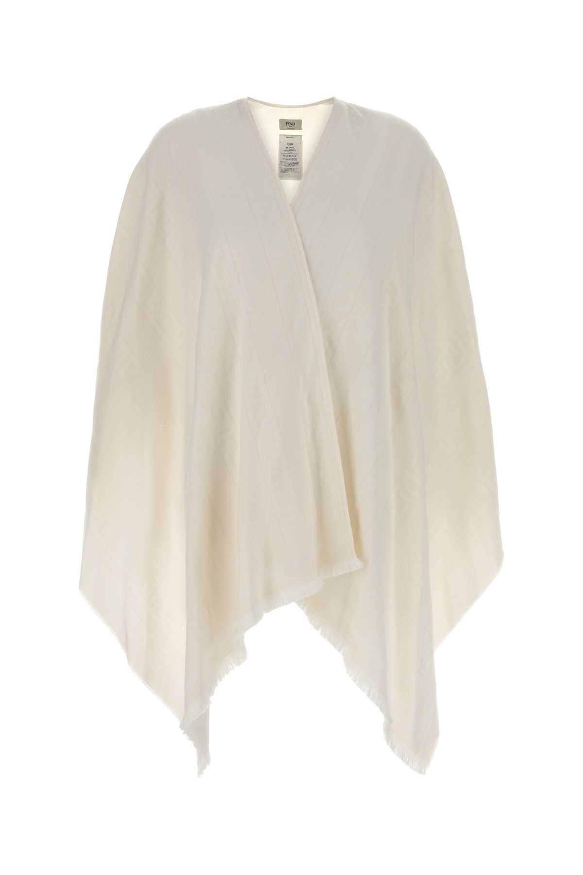 Fendi Women Ivory Wool Blend Cape FENDI