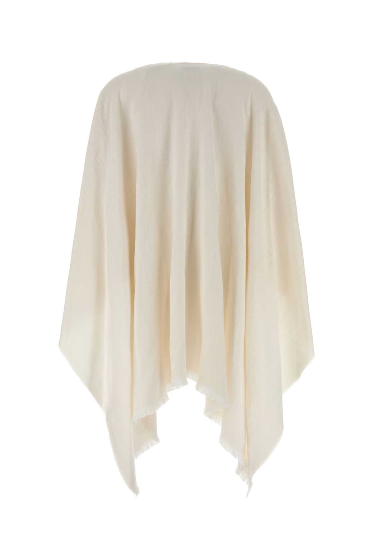 Fendi Women Ivory Wool Blend Cape FENDI