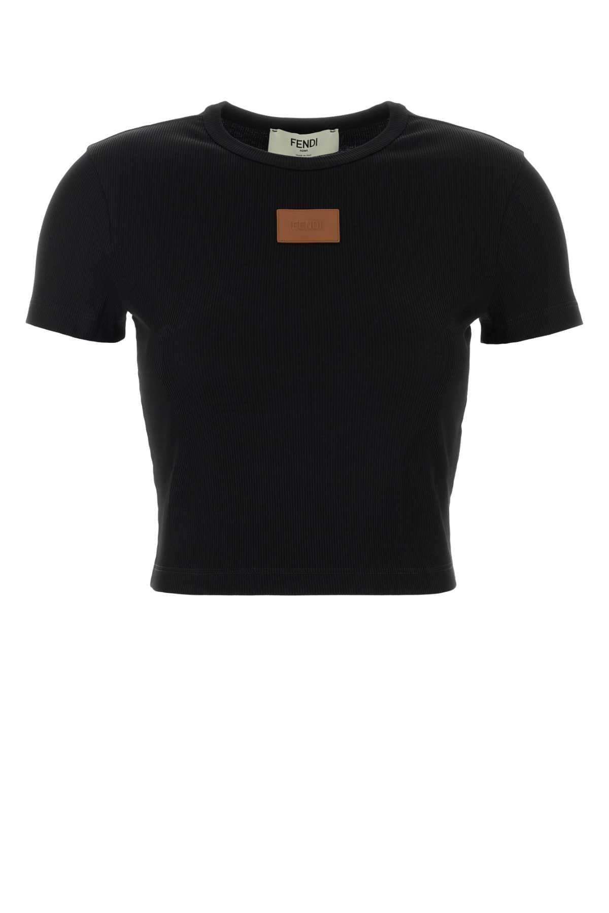 Fendi Women Black Stretch Cotton T-Shirt FENDI