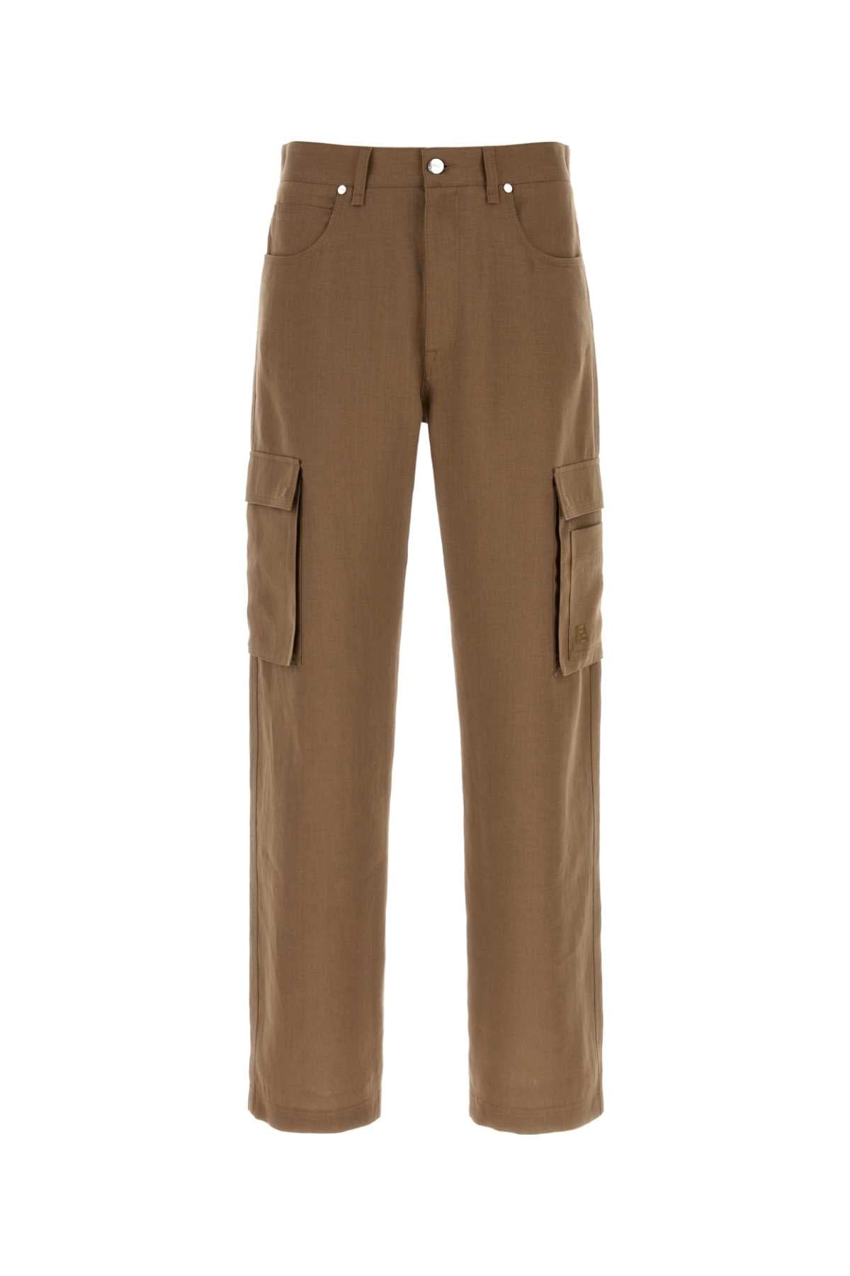 Fendi Men Light Brown Linen Cargo Pant FENDI