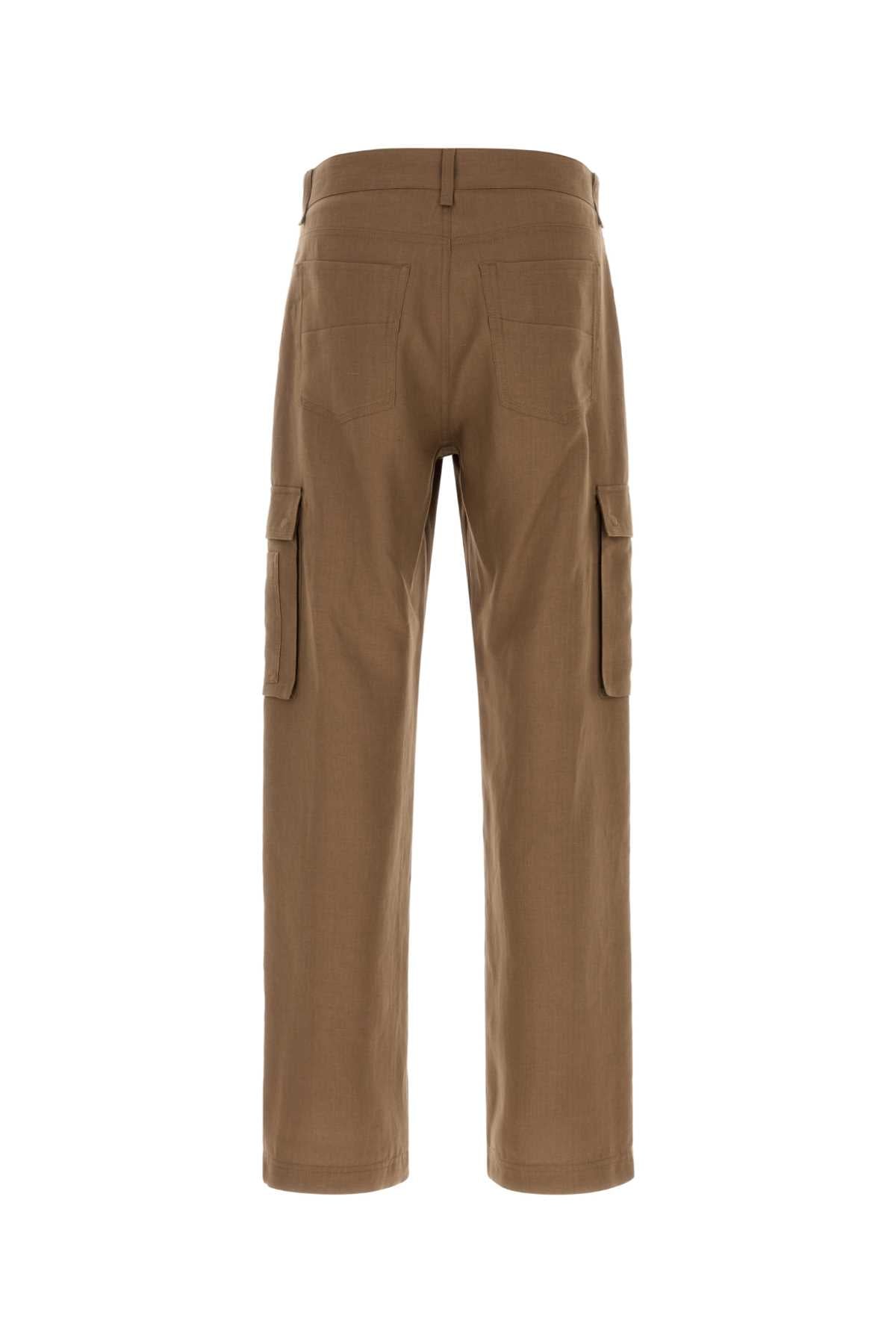 Fendi Men Light Brown Linen Cargo Pant FENDI