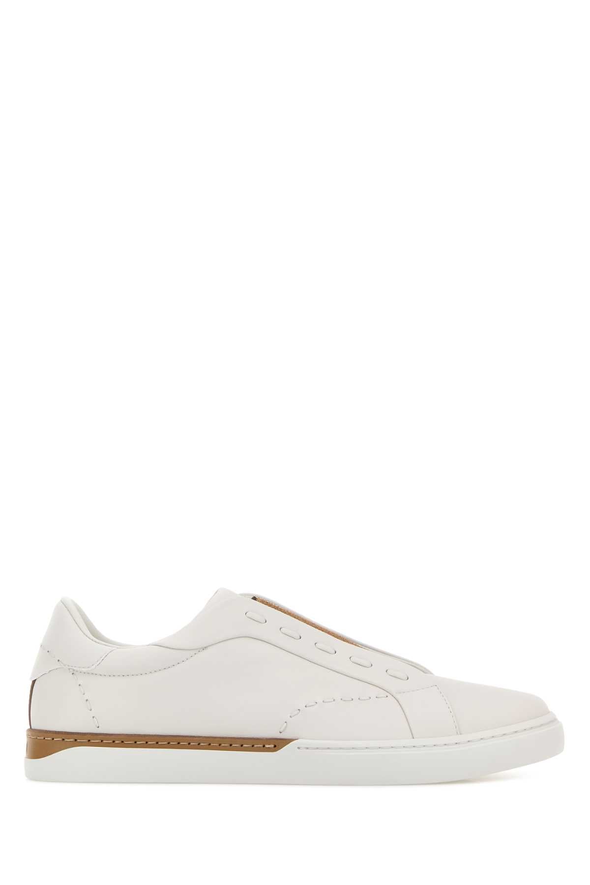 Fendi Men Chalk Leather Fendi City Slip Ons