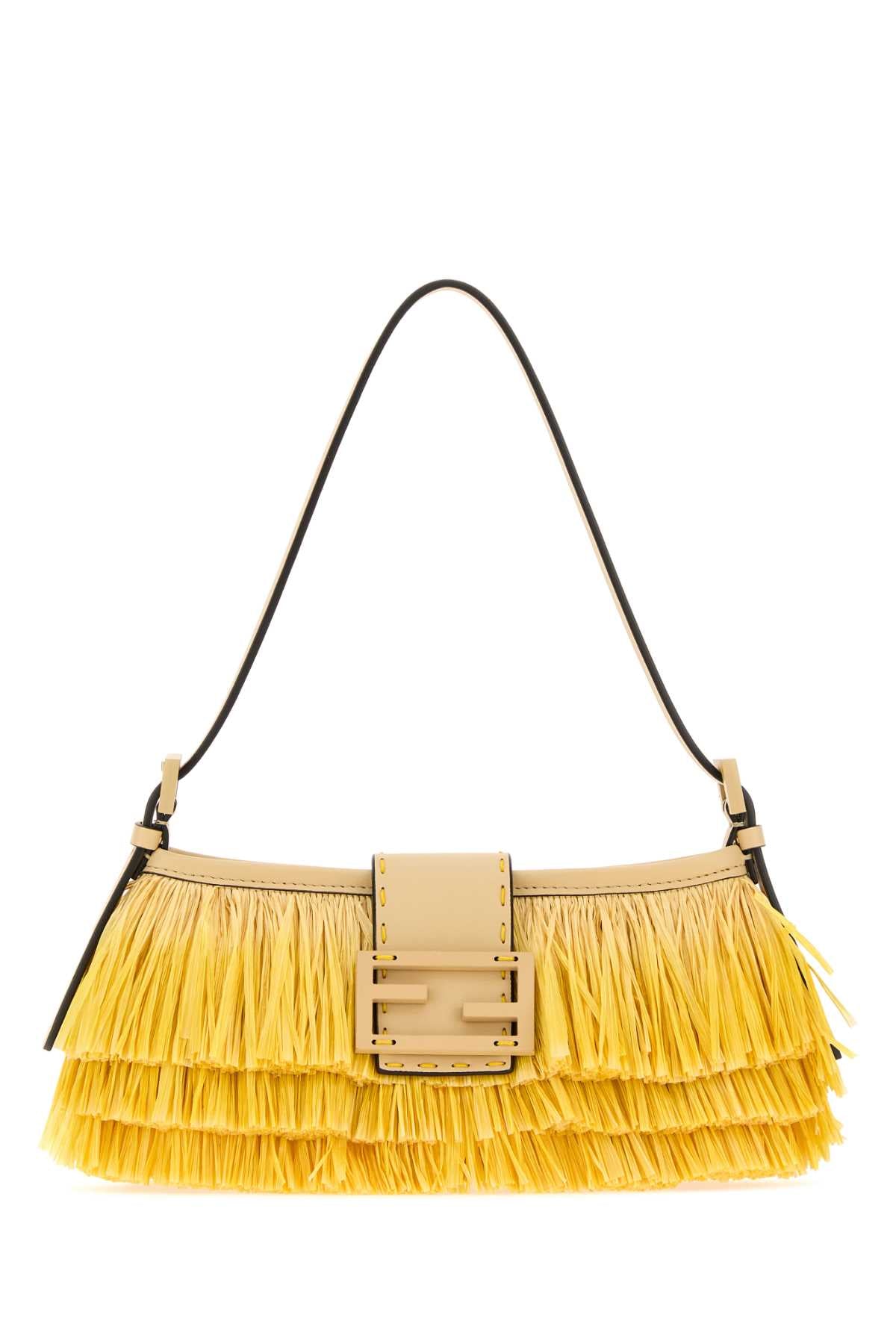 Fendi Women Embellished Raffia Baby B Shoulder Bag FENDI