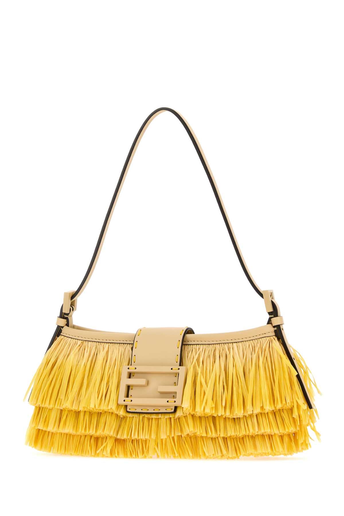Fendi Women Embellished Raffia Baby B Shoulder Bag FENDI