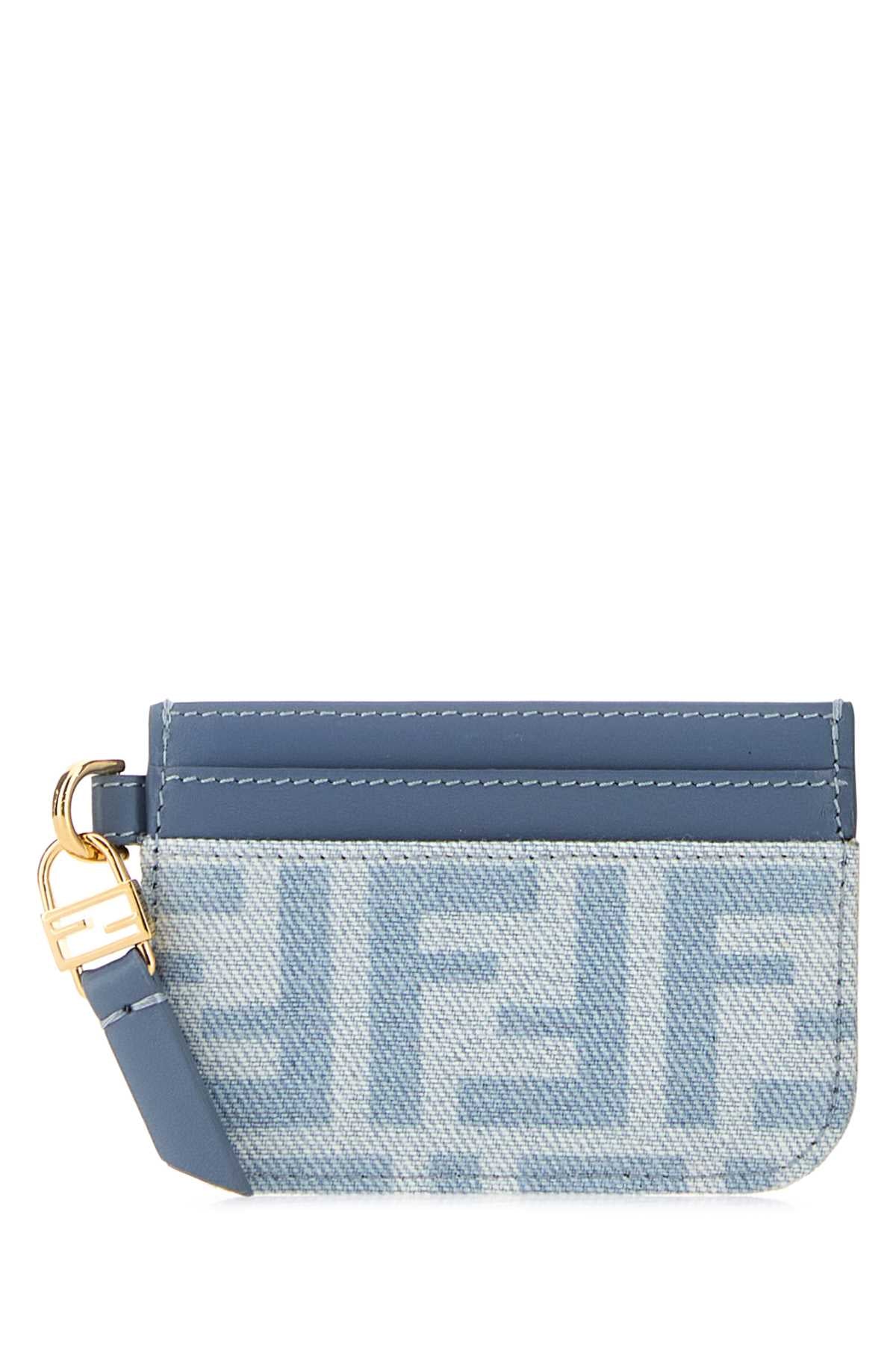 Fendi Women Printed Leather And Denim Card Holder FENDI