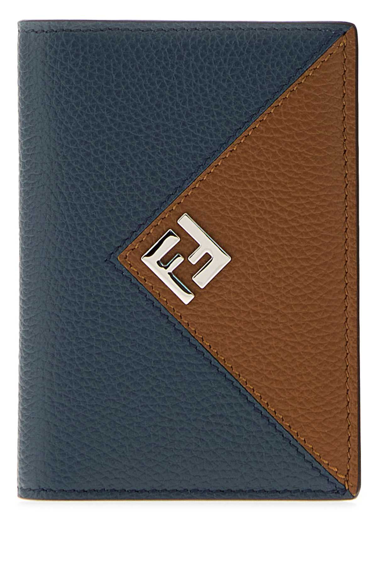 Fendi Men Navy Blue Leather Card Holder FENDI