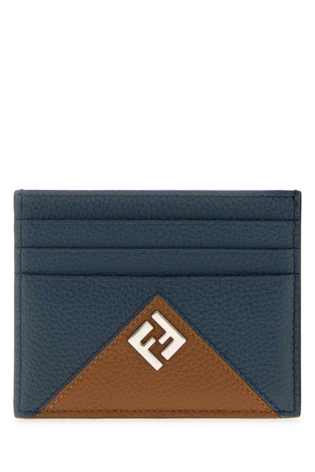 Fendi Men Navy Blue Leather Card Holder FENDI