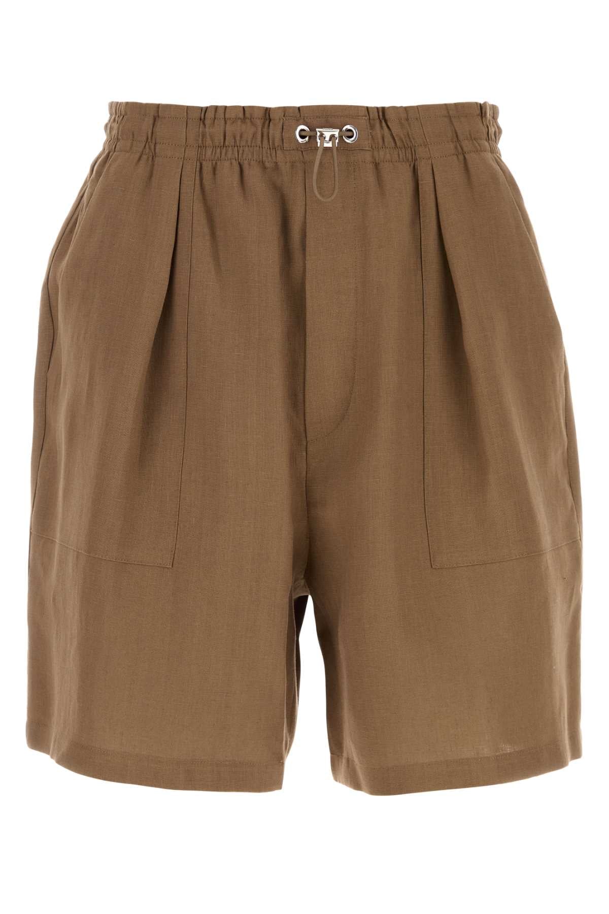 Fendi Men Brown Linen Bermuda Shorts FENDI