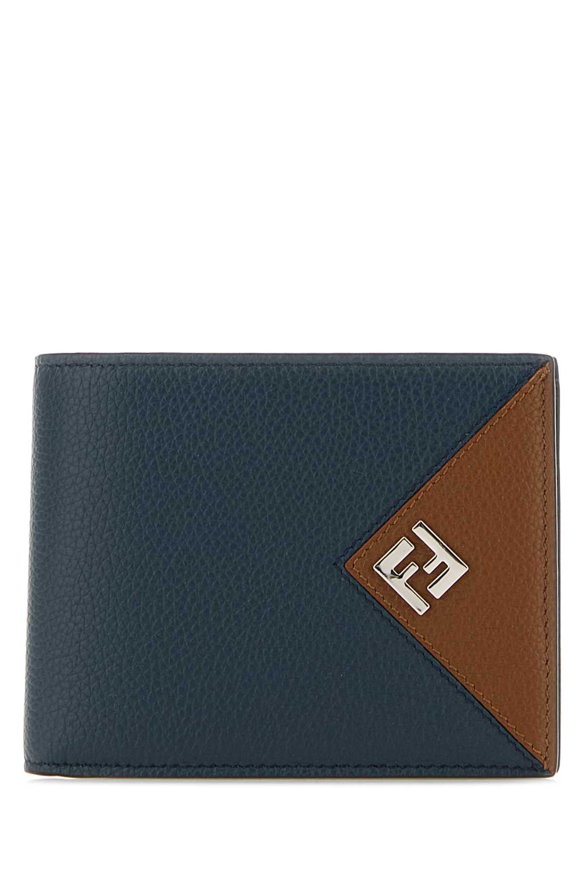 Fendi Men Navy Blue Leather Wallet FENDI