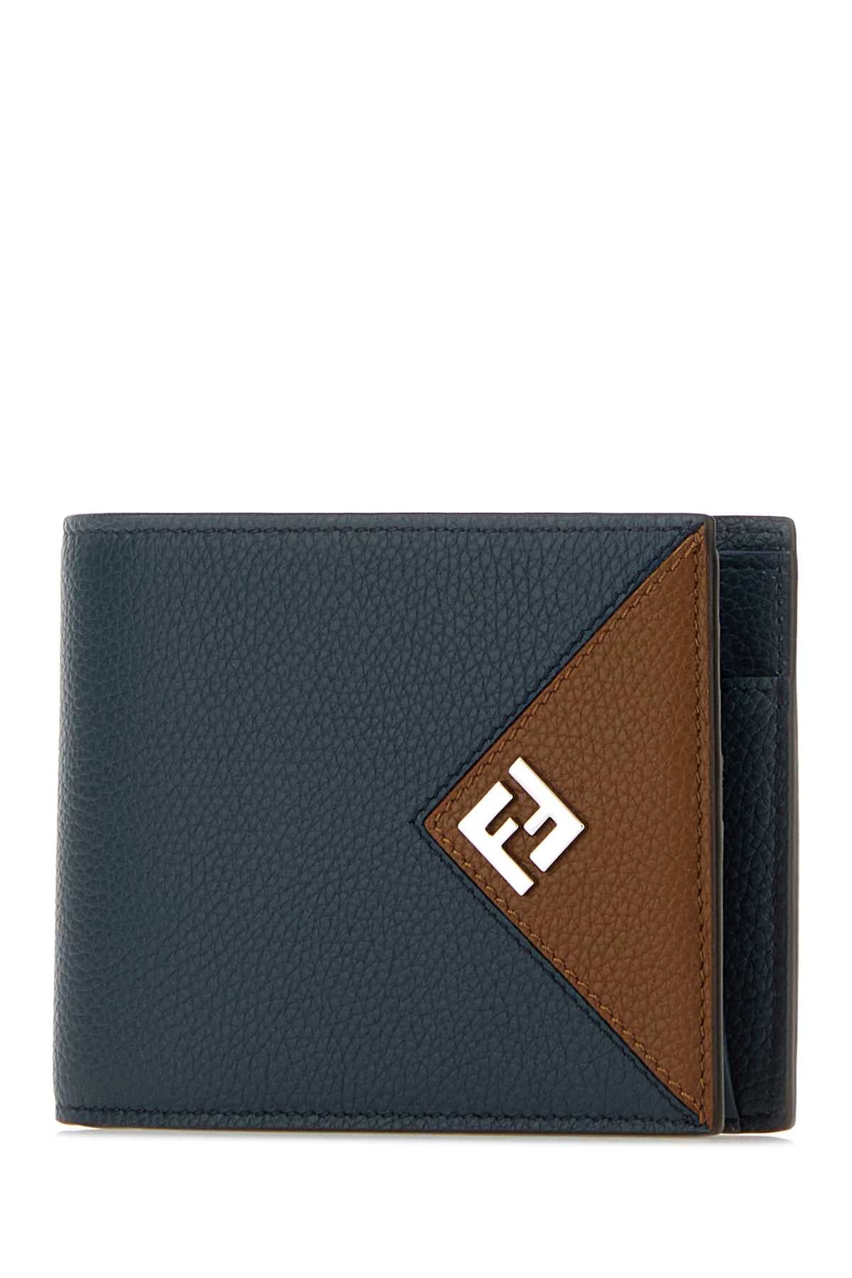 Fendi Men Navy Blue Leather Wallet FENDI