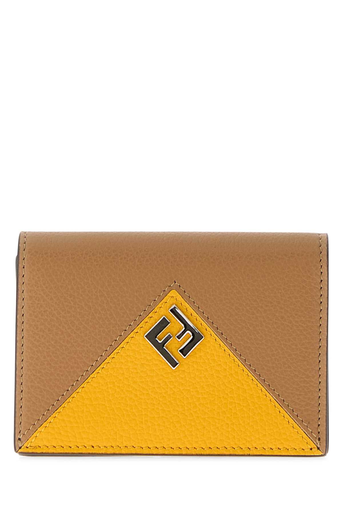 Fendi Men Beige Leather Card Holder FENDI