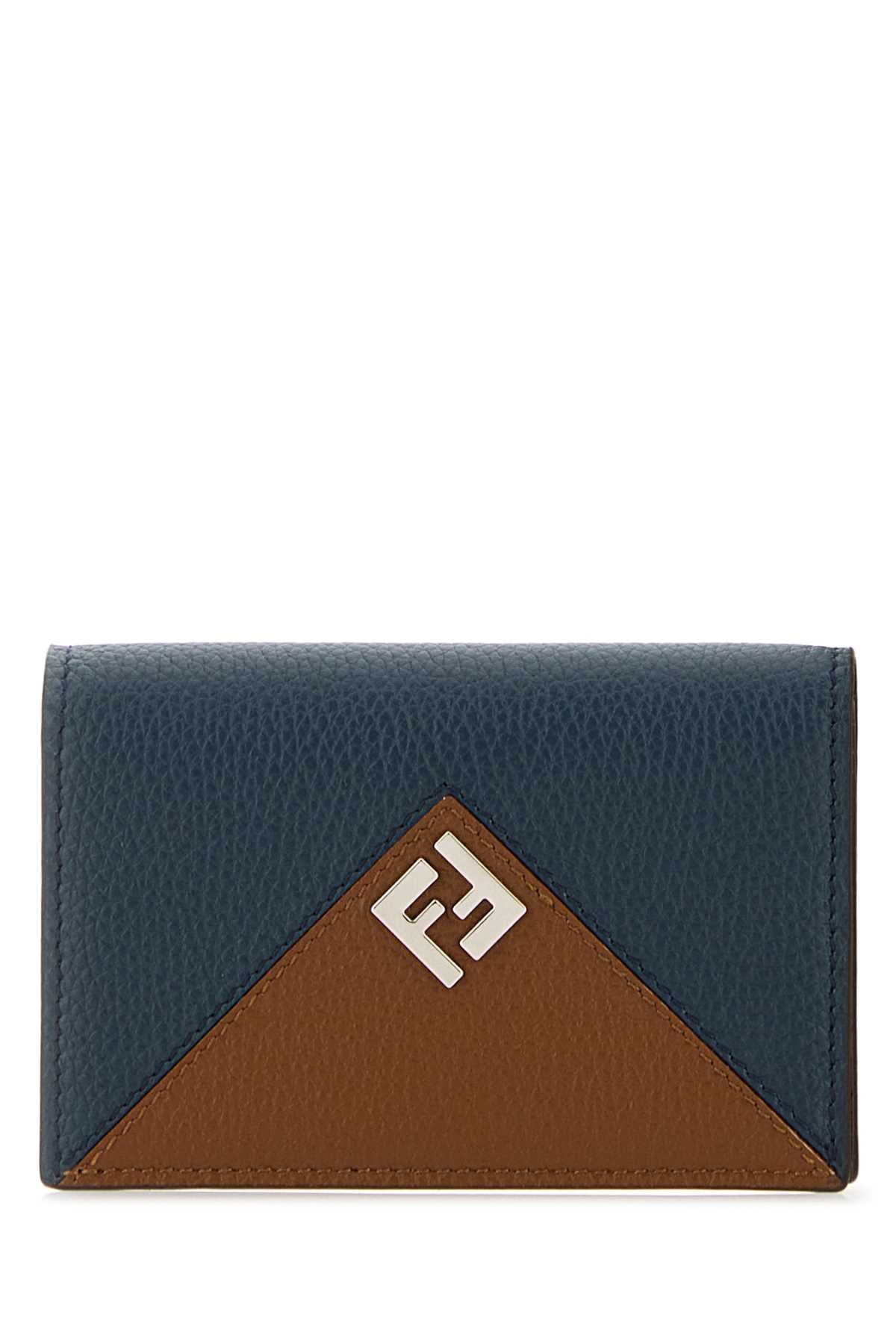 Fendi Men Navy Blue Leather Card Holder FENDI