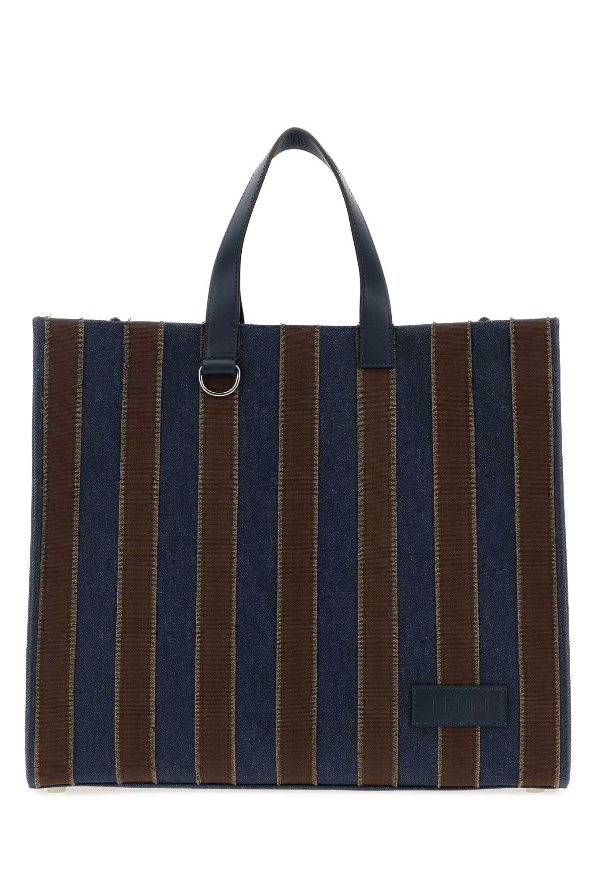 Fendi Men Embroidered Denim Pequin Shopping Bag FENDI
