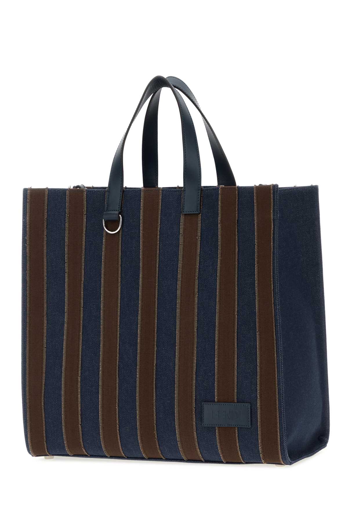 Fendi Men Embroidered Denim Pequin Shopping Bag FENDI
