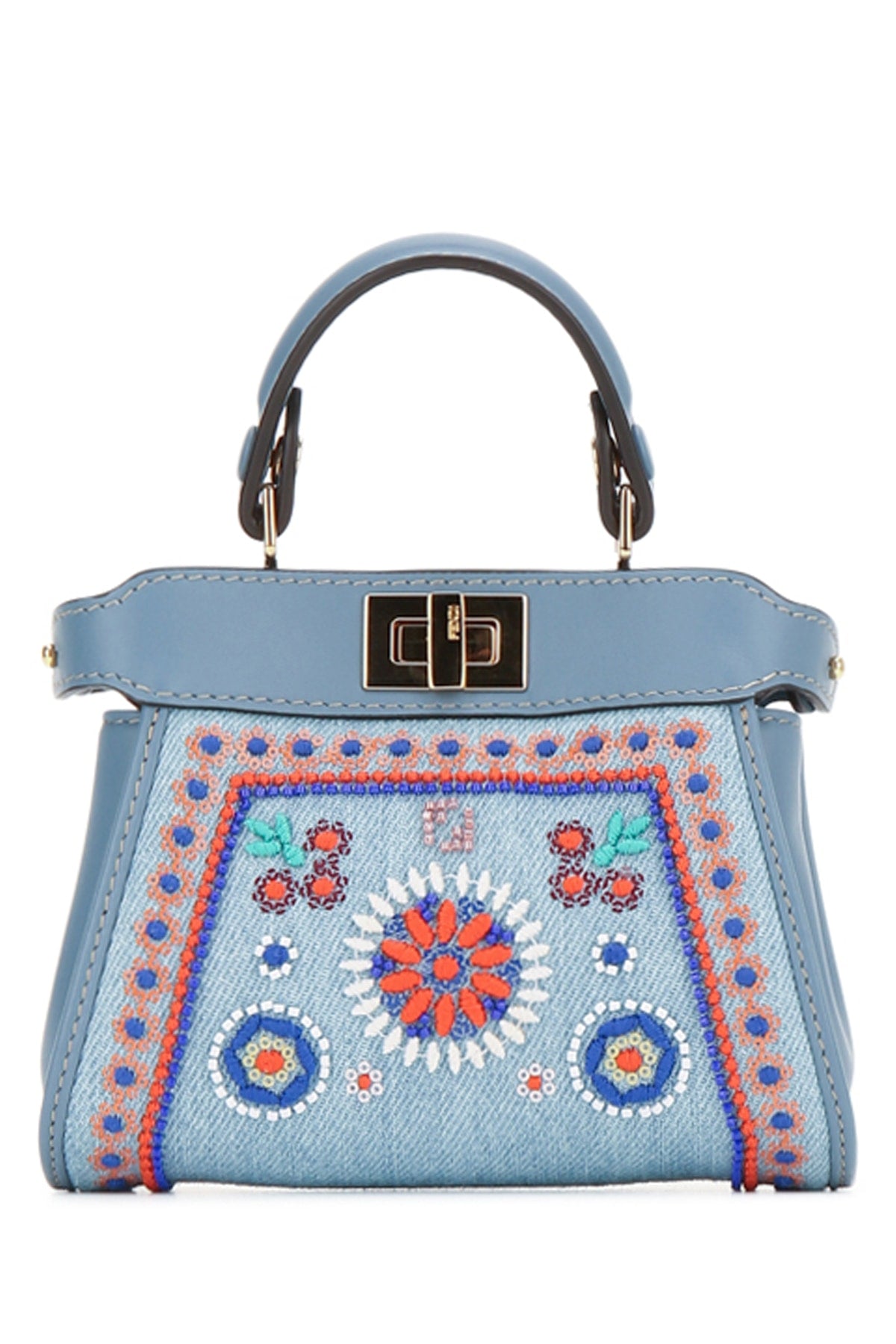 Fendi Women Nano Peekaboo  Denim Ricamo B FENDI