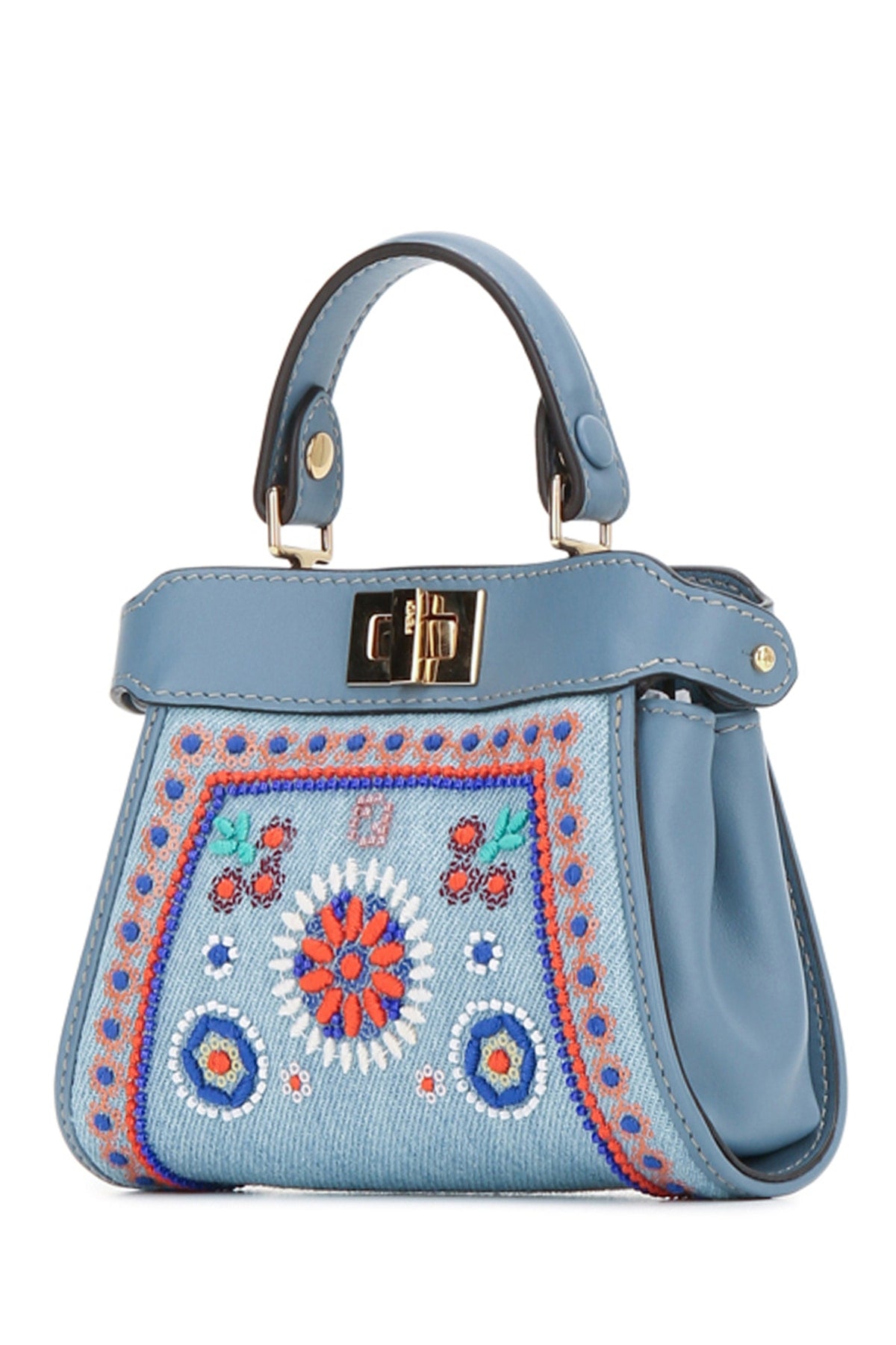 Fendi Women Nano Peekaboo  Denim Ricamo B FENDI