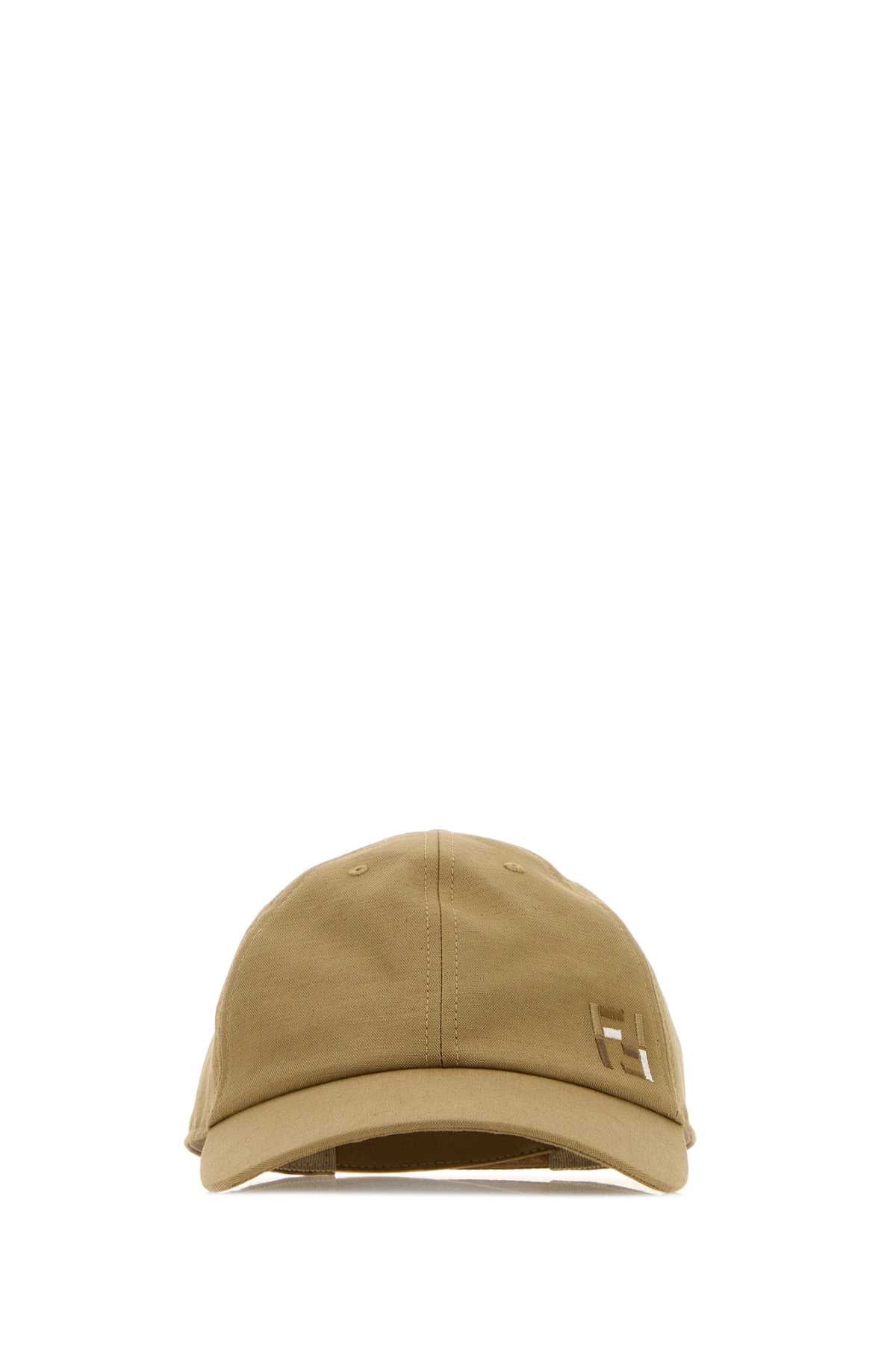 Fendi Men Cappuccino Cotton Blend Baseball Cap FENDI
