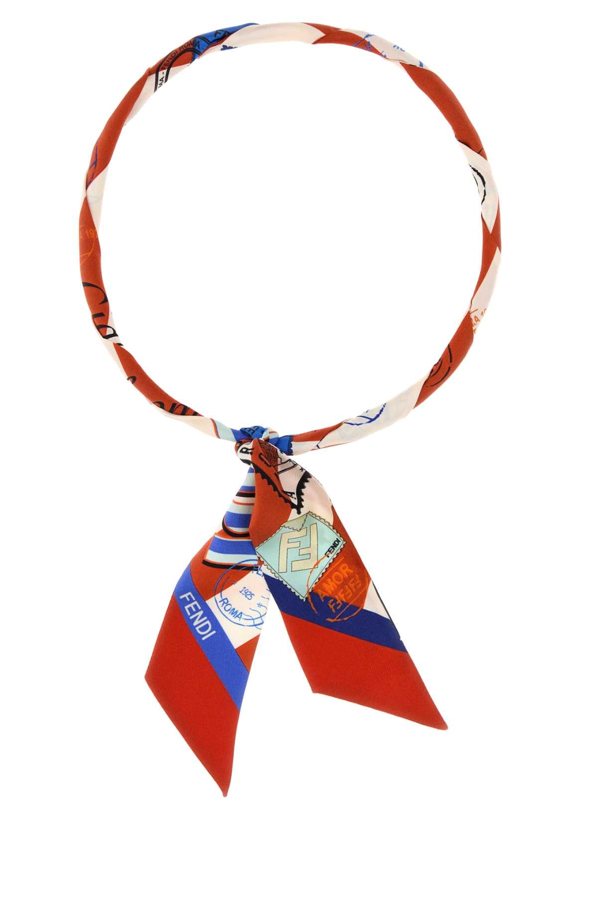 Fendi Women Printed Silk Reversible Foulard FENDI