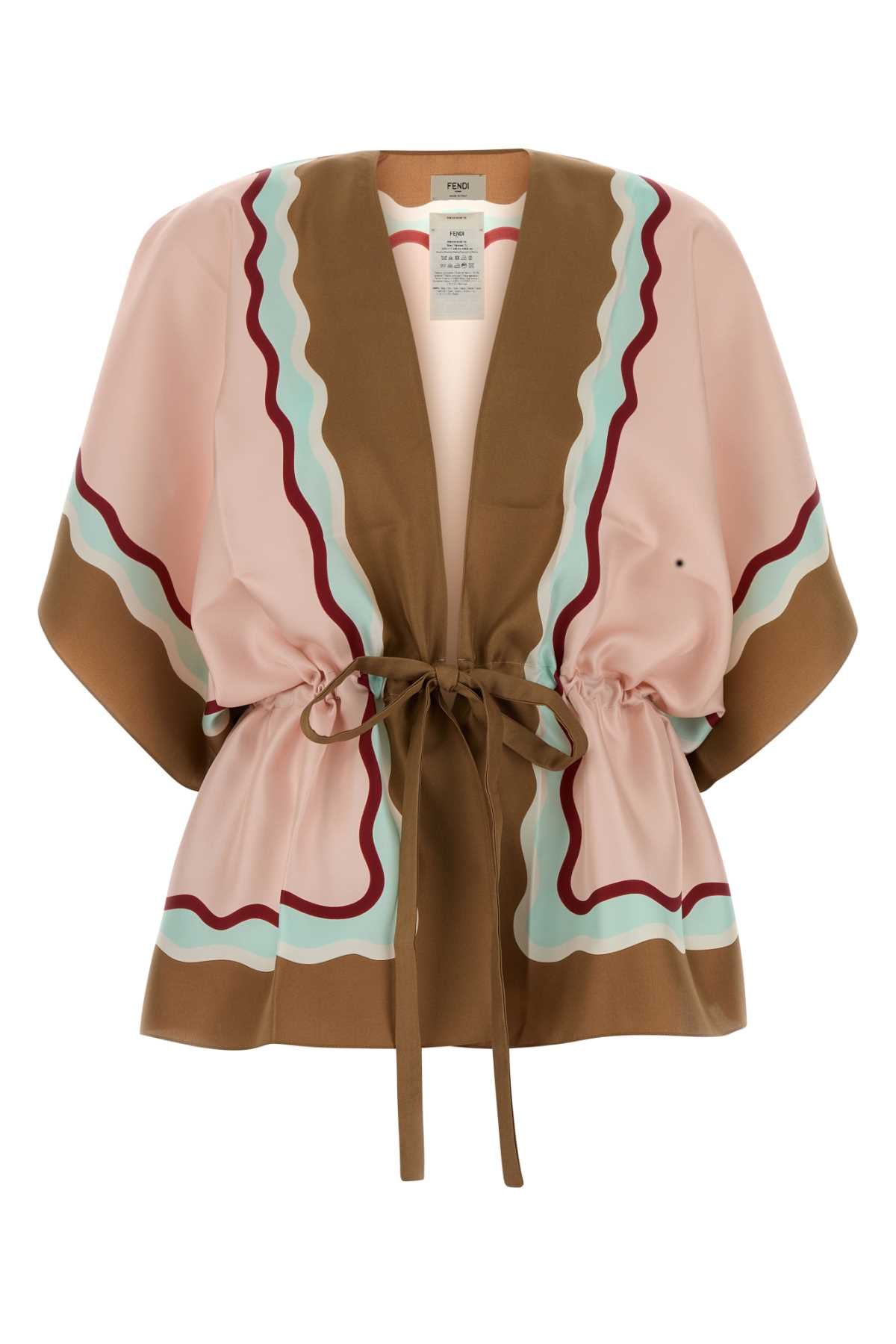 Fendi Women Printed Silk Poncho FENDI