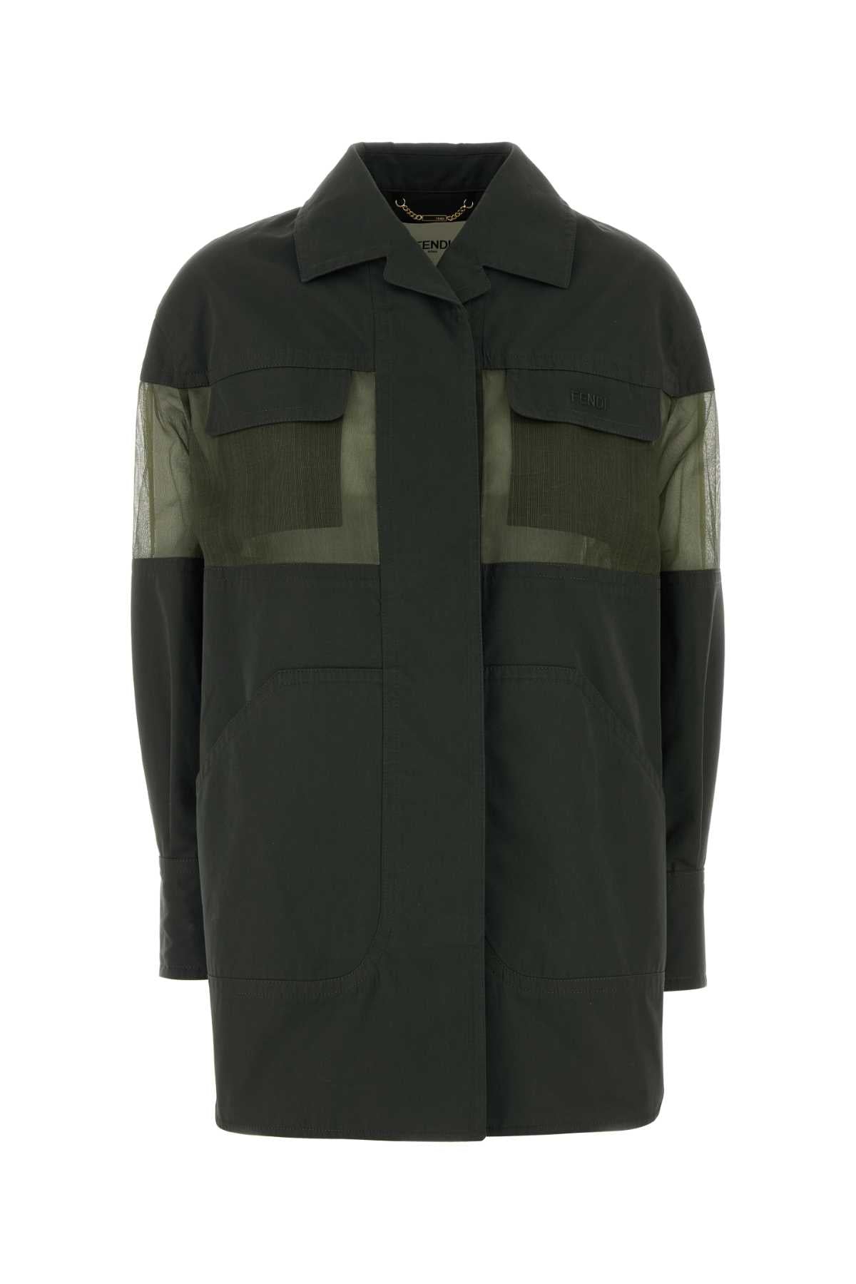 Fendi Women Olive Green Cotton Blend Jacket FENDI