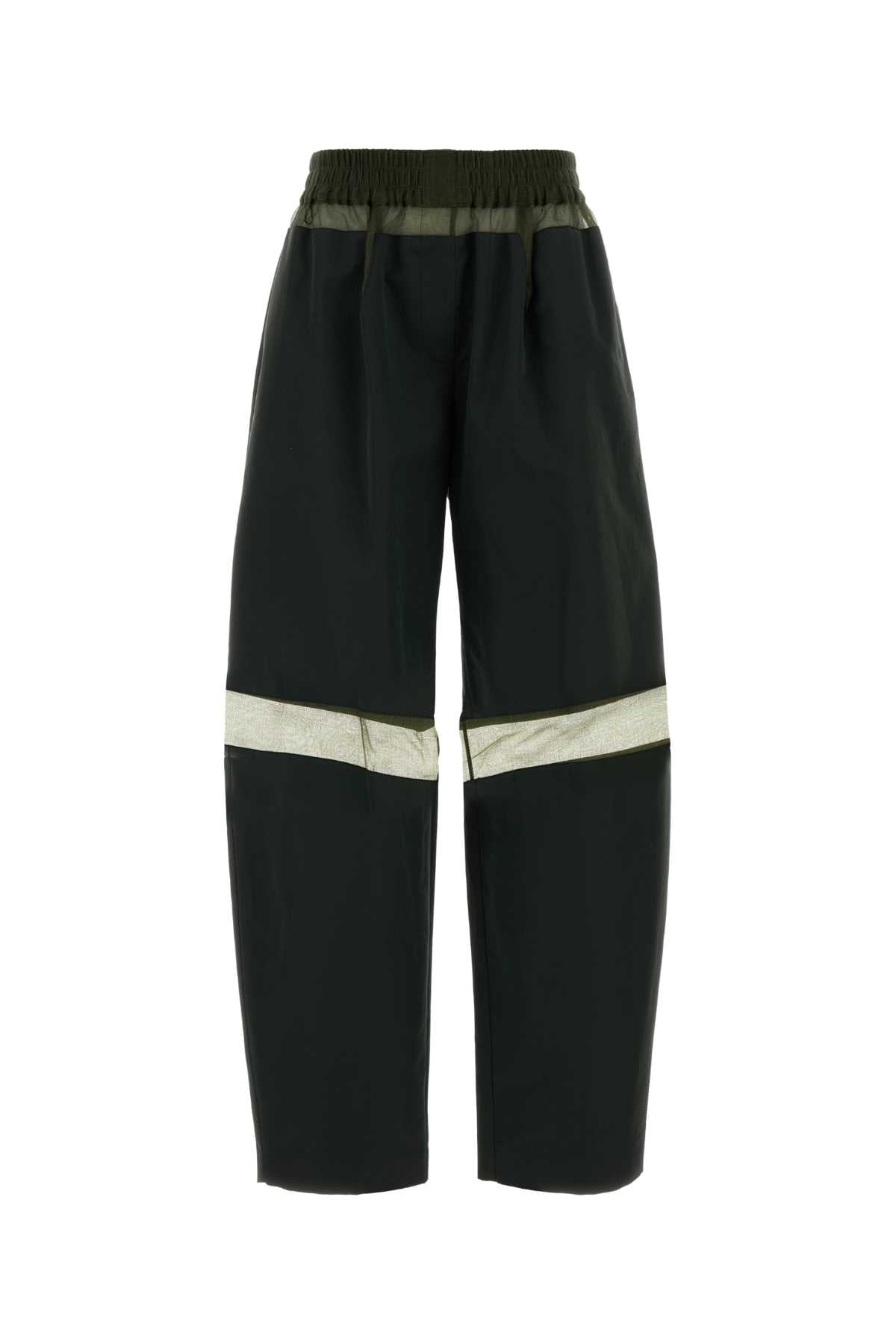 Fendi Women Olive Green Cotton Blend Pant FENDI