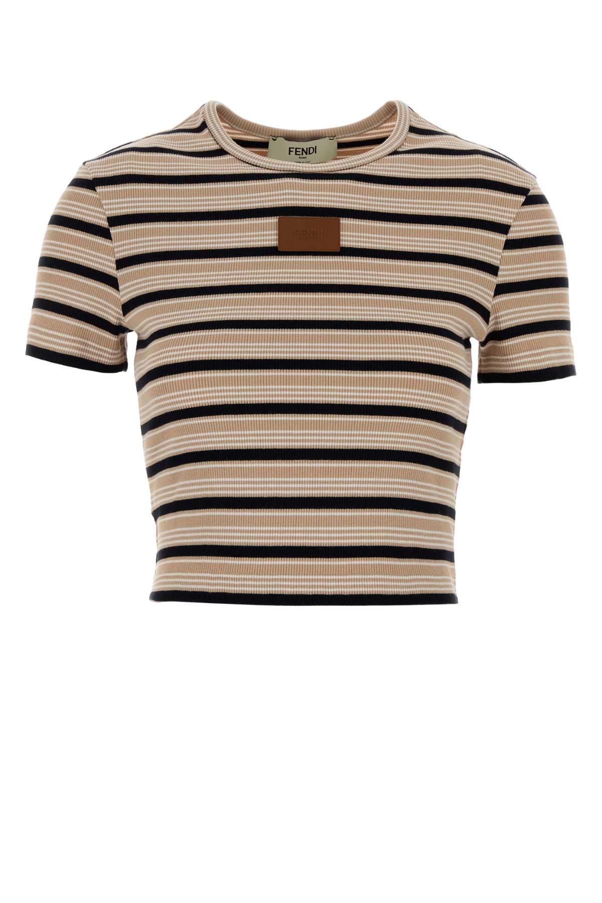Fendi Women Embroidered Stretch Cotton T-Shirt FENDI
