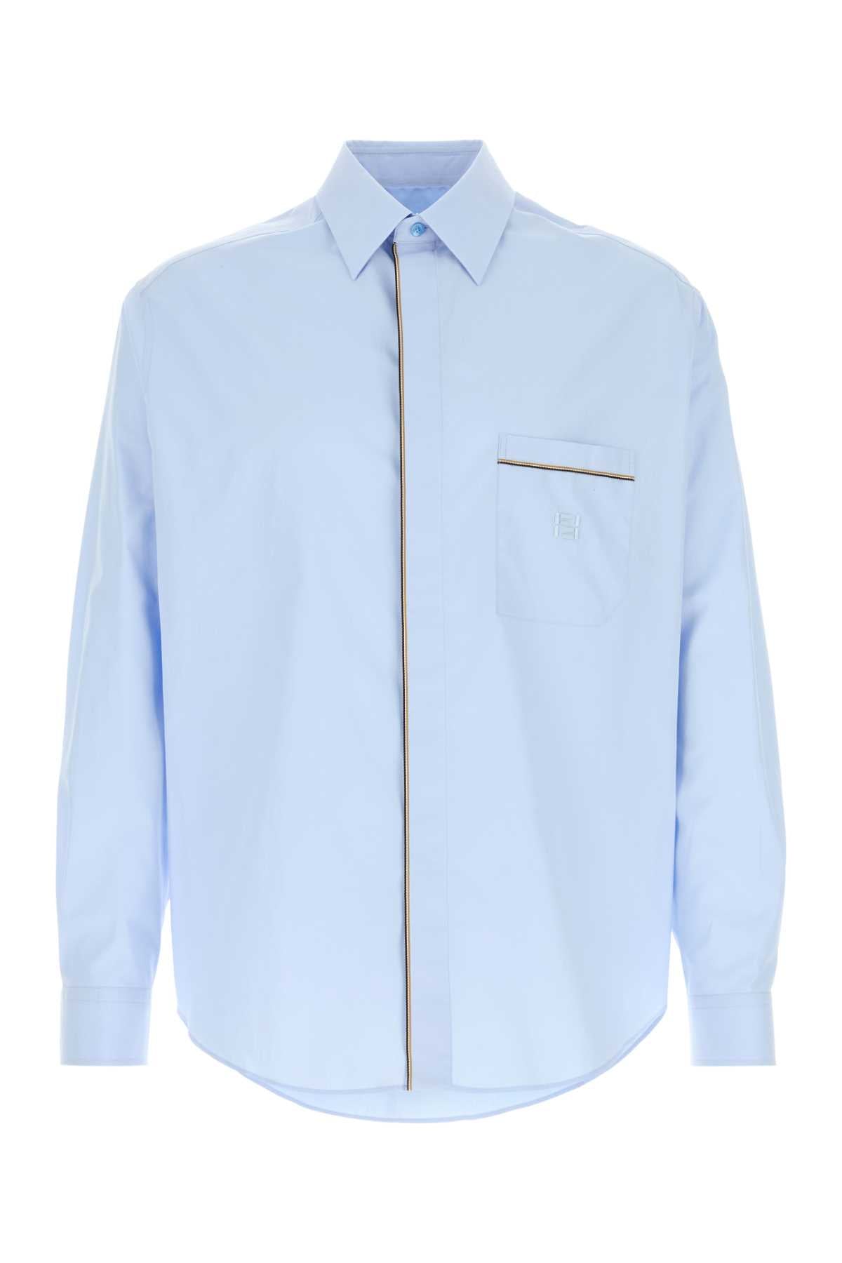 Fendi Men Light Blue Poplin Shirt FENDI