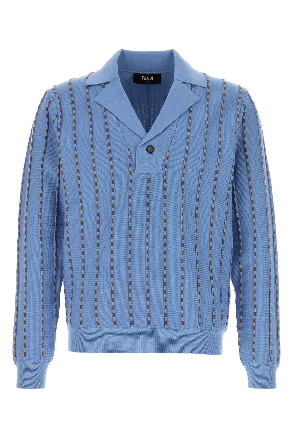 Fendi Men Cerulean Blue Cotton Polo Shirt FENDI