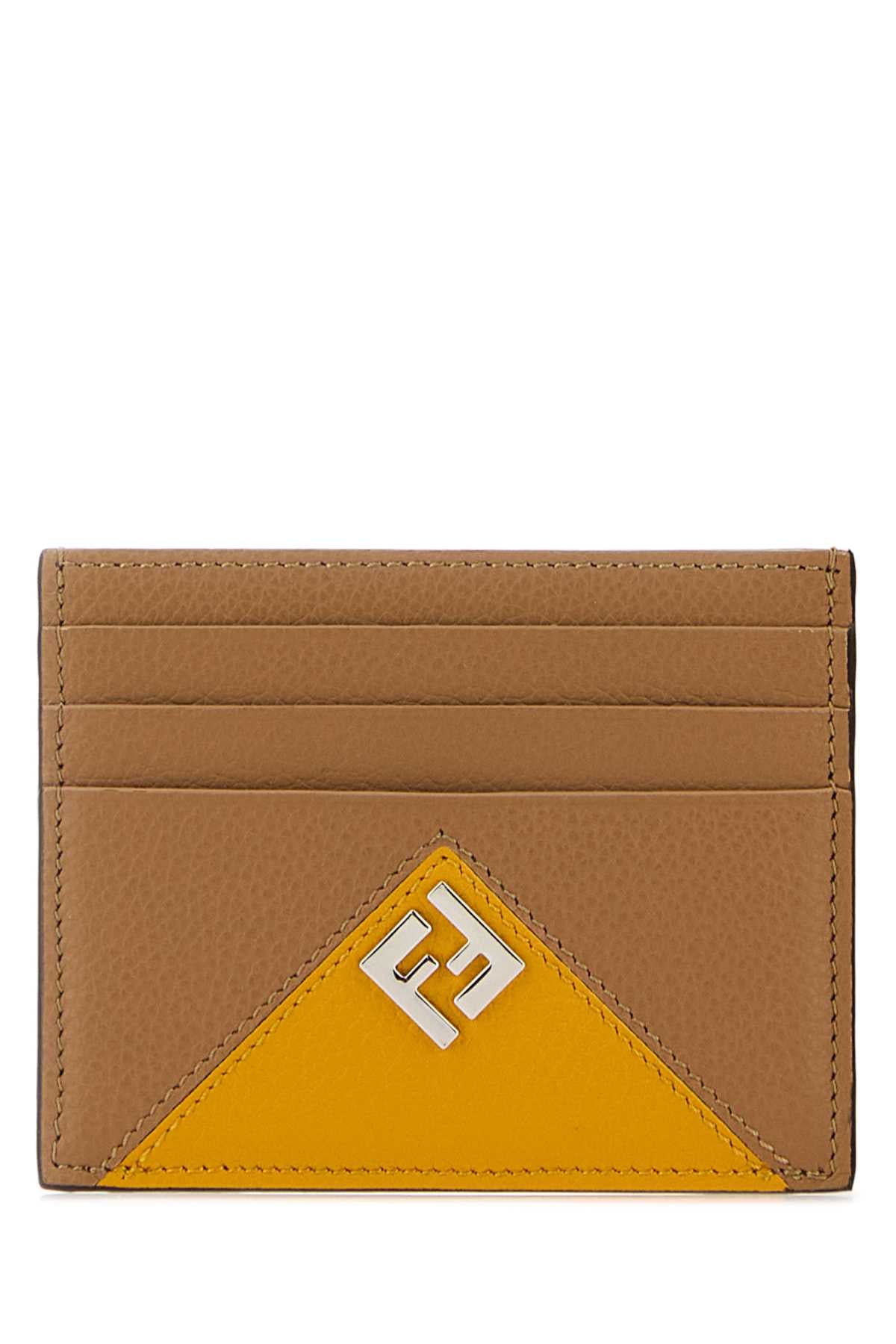 Fendi Men Beige Leather Card Holder FENDI