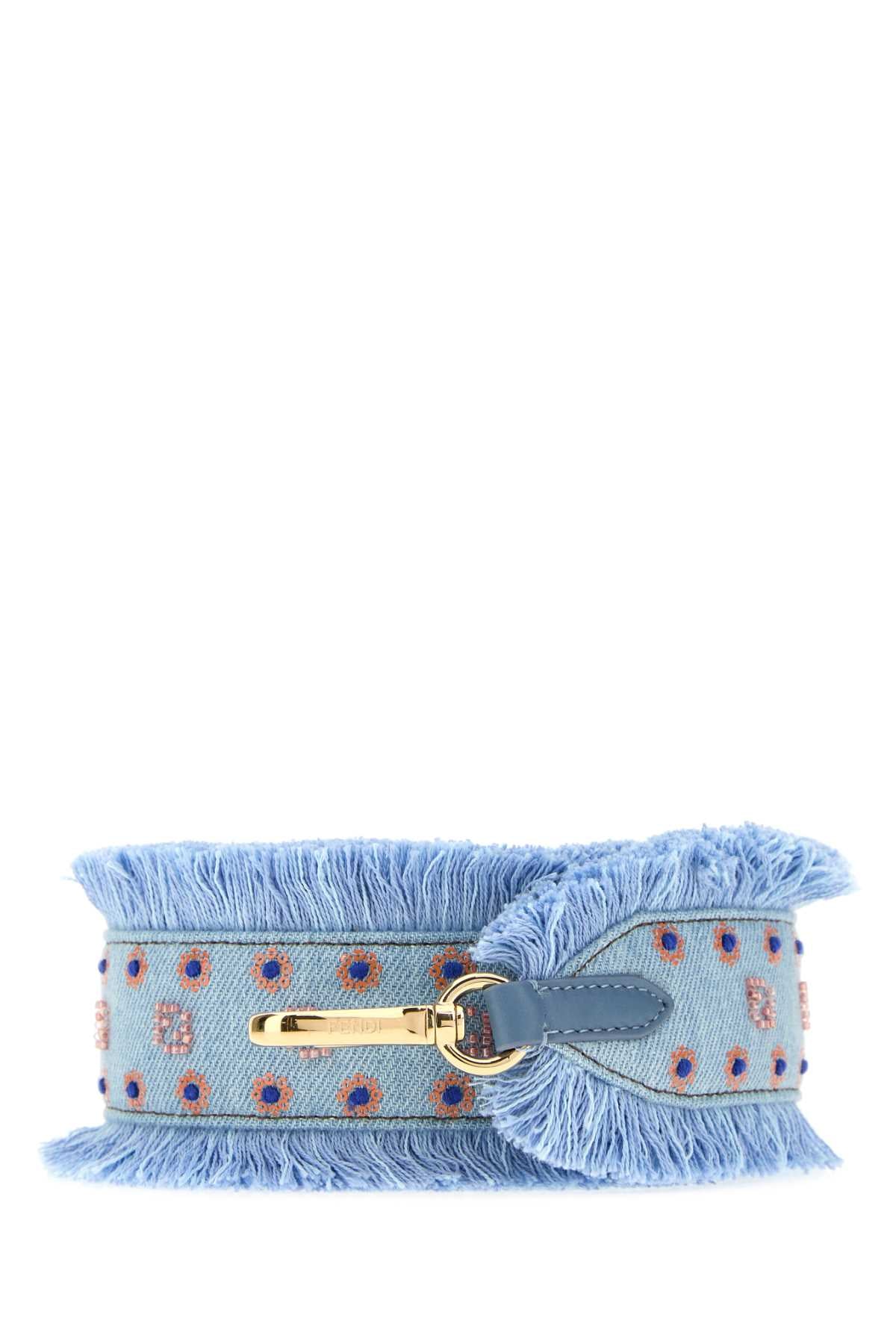 Fendi Women Light-Blue Denim You Shoulder Strap FENDI