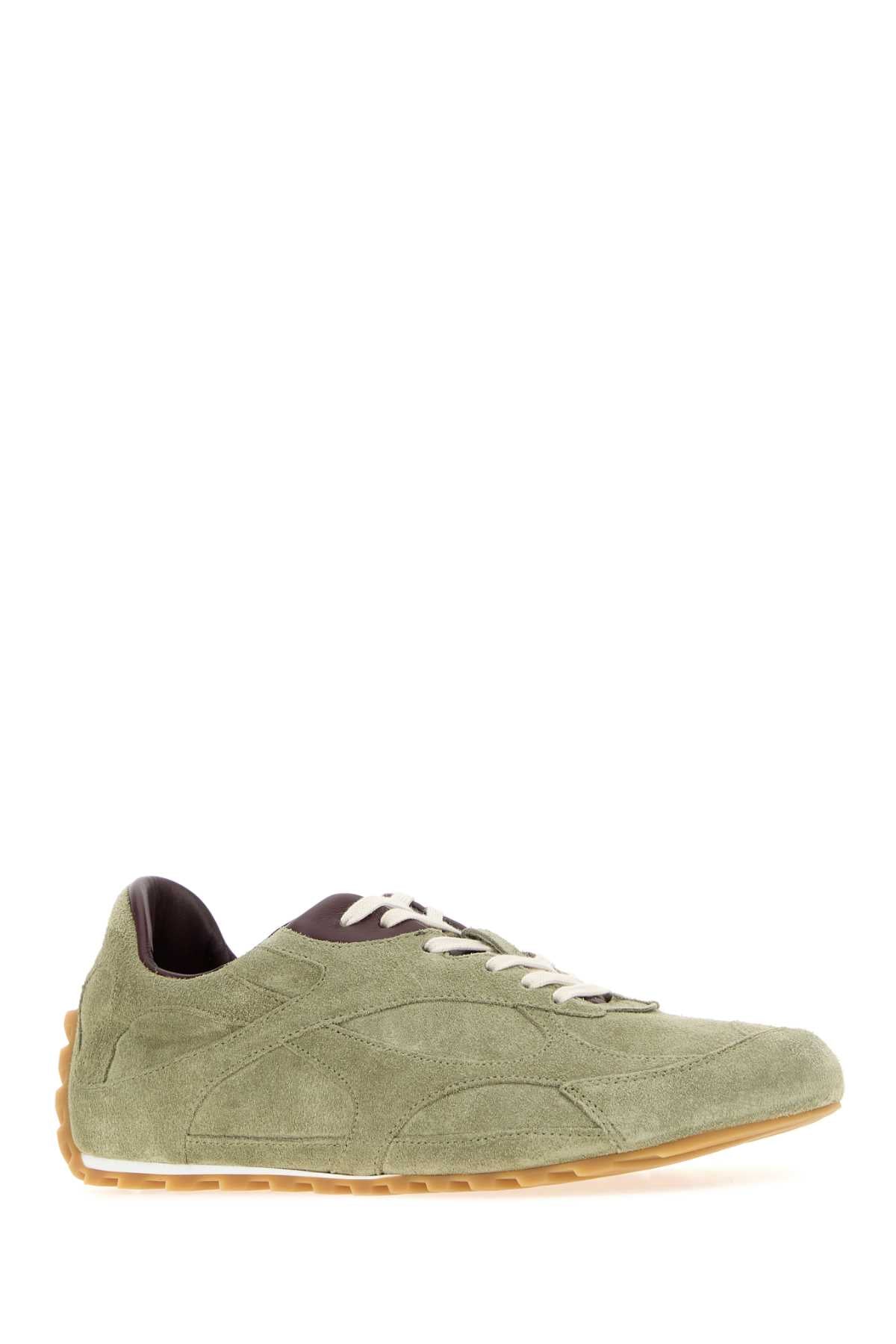 Bottega Veneta Women Sage Green Suede Orbit Flash Sneakers BOTTEGA VENETA