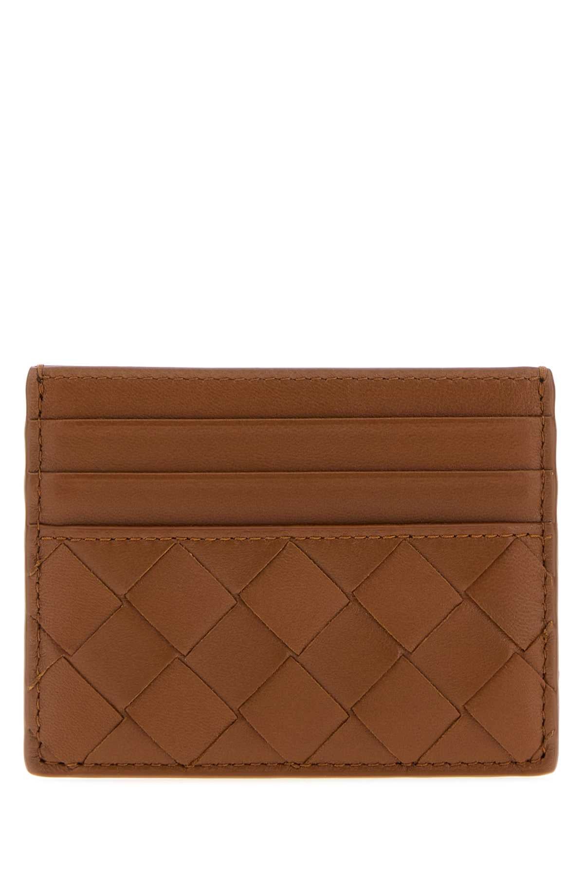 Bottega Veneta Women Brown Nappa Leather Intrecciato Card Holder
