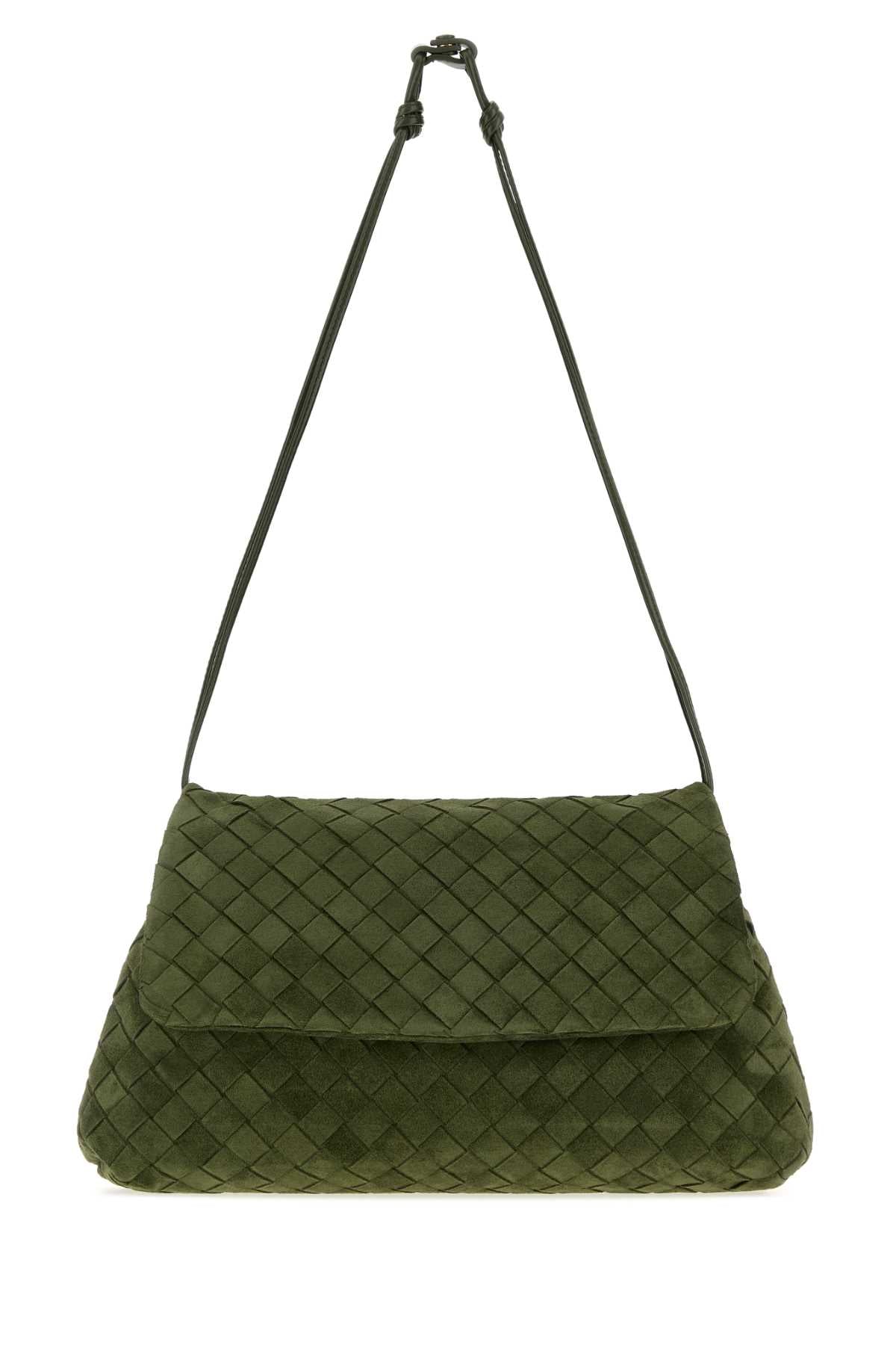 Bottega Veneta Women Bottle Green Suede Giorno Shoulder Bag BOTTEGA VENETA