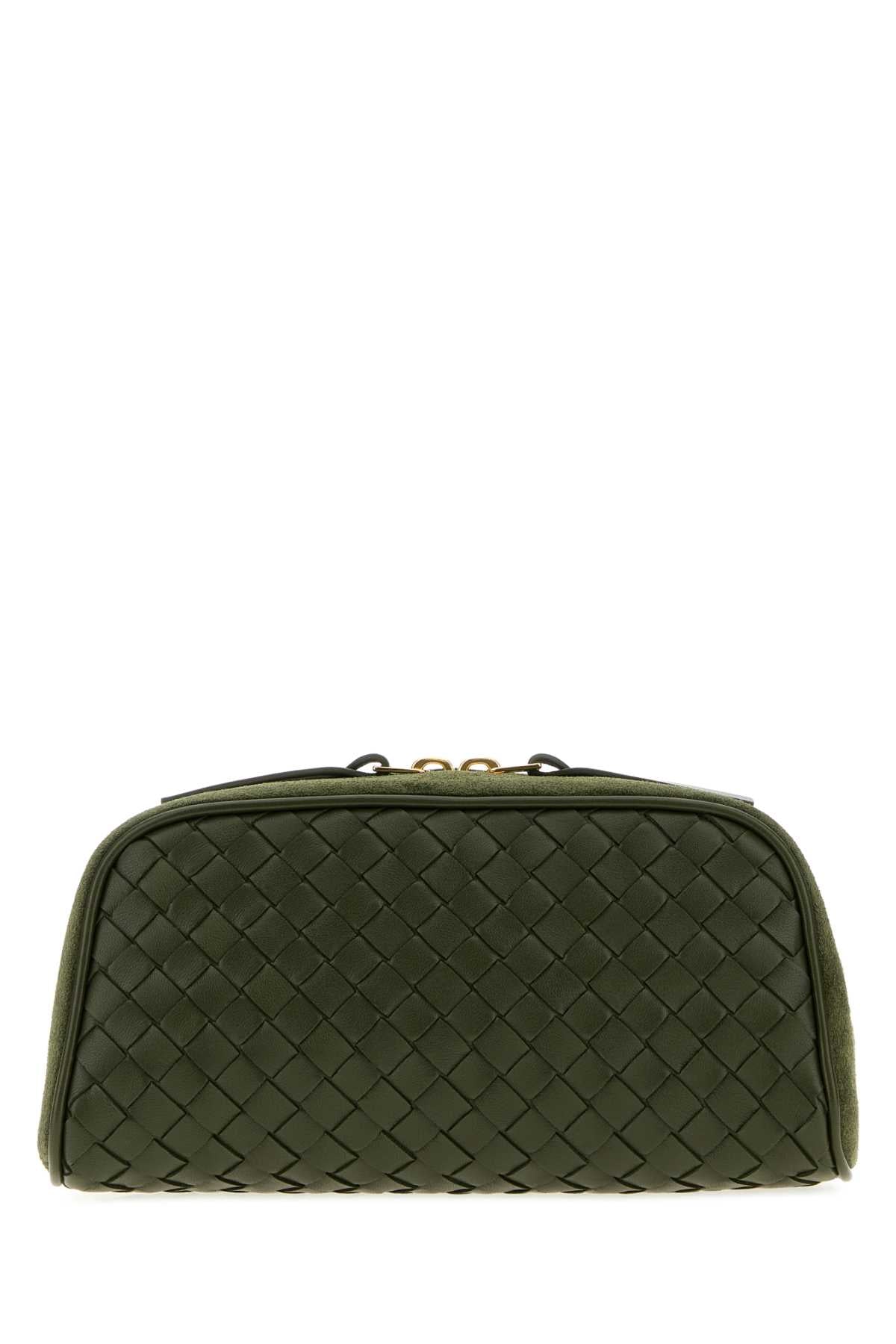 Bottega Veneta Women Bottle Green Leather And Suede Small Nodo Clutch BOTTEGA VENETA