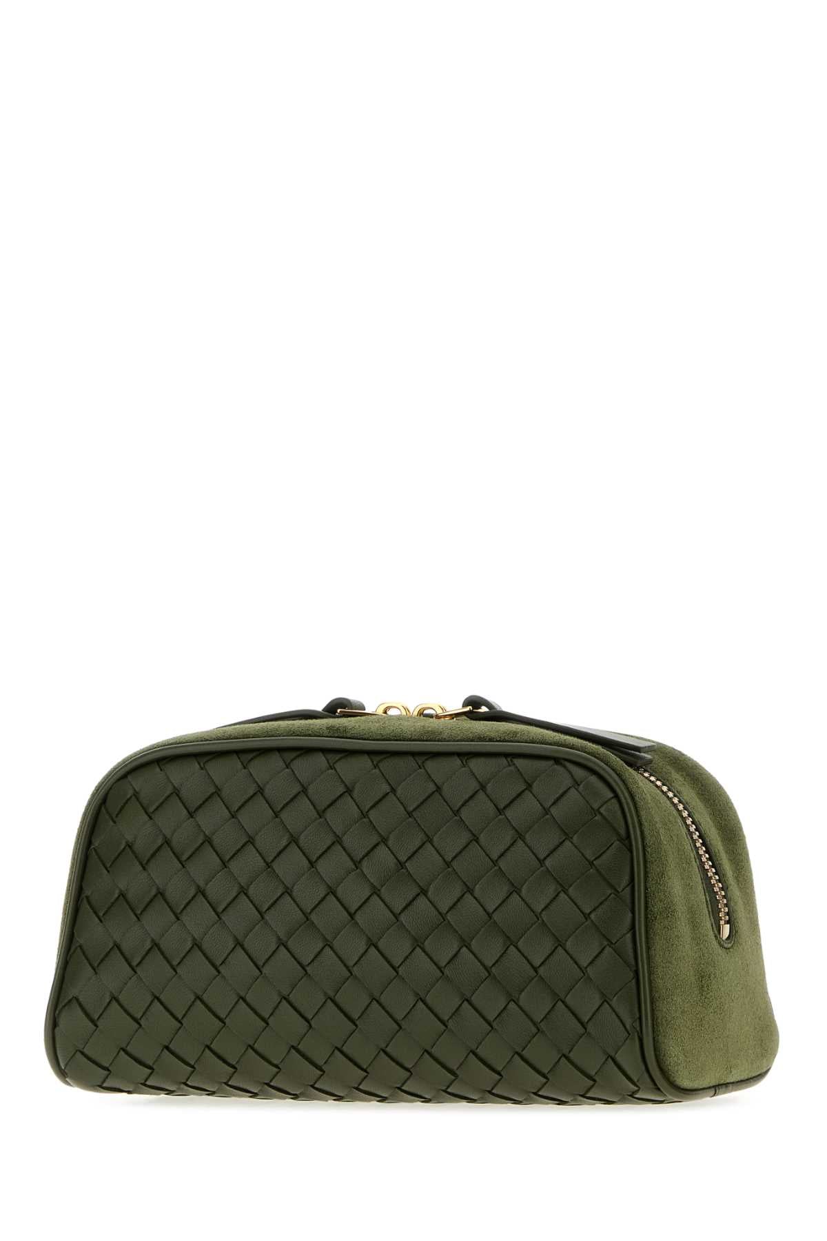 Bottega Veneta Women Bottle Green Leather And Suede Small Nodo Clutch BOTTEGA VENETA