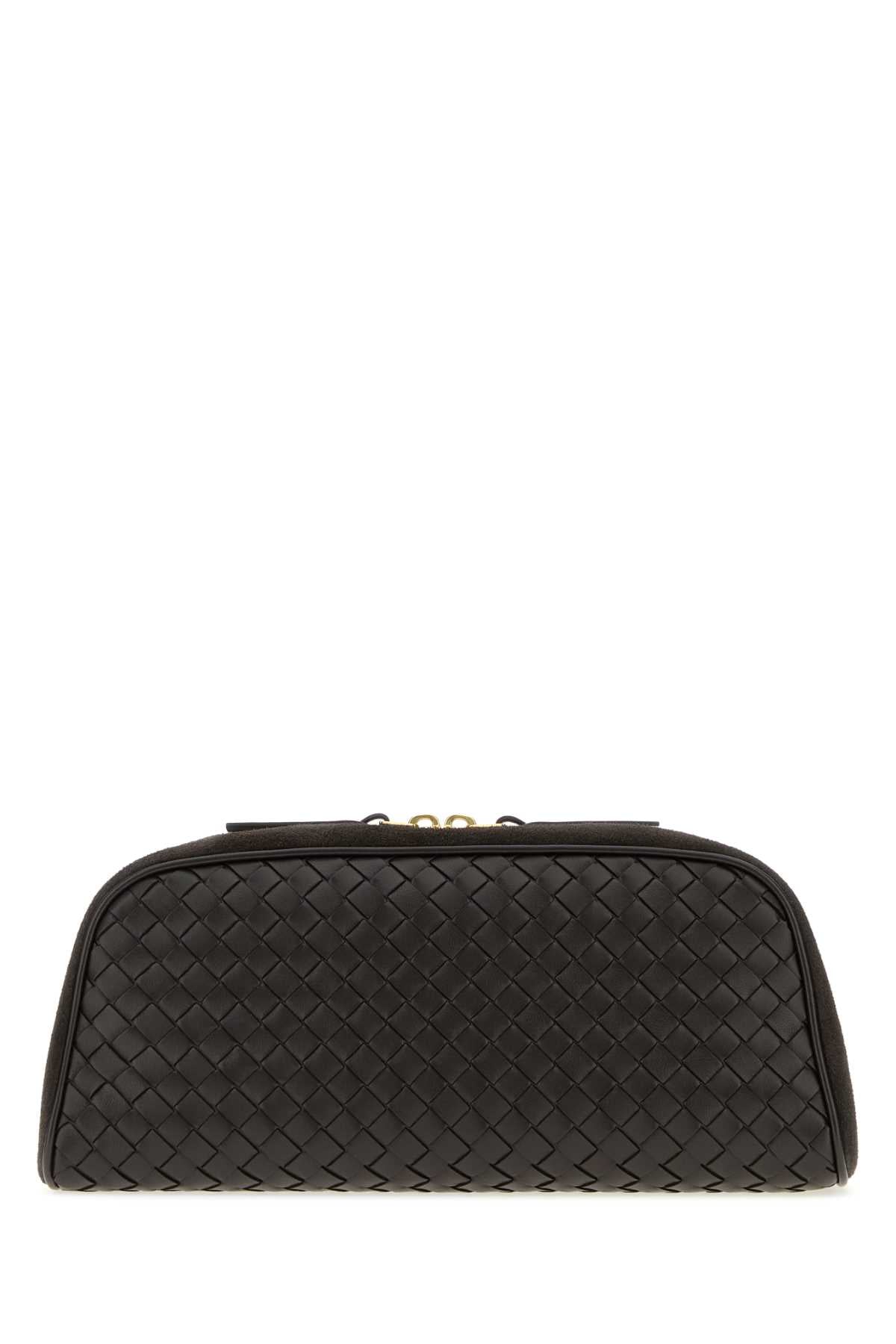 Bottega Veneta Women Dark Brown Leather Large Nodo Clutch BOTTEGA VENETA