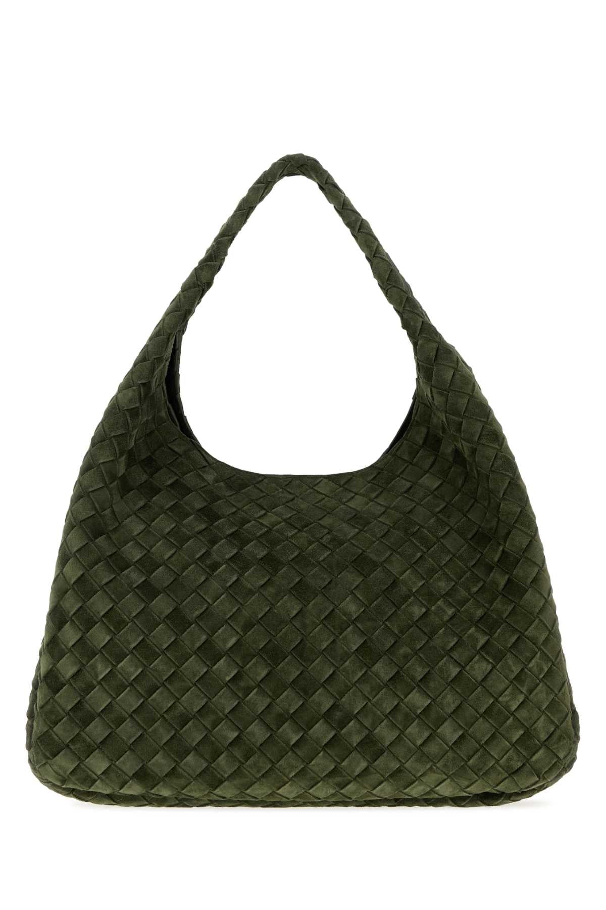 Bottega Veneta Women Dark Green Suede Large Campana Shoulder Bag BOTTEGA VENETA