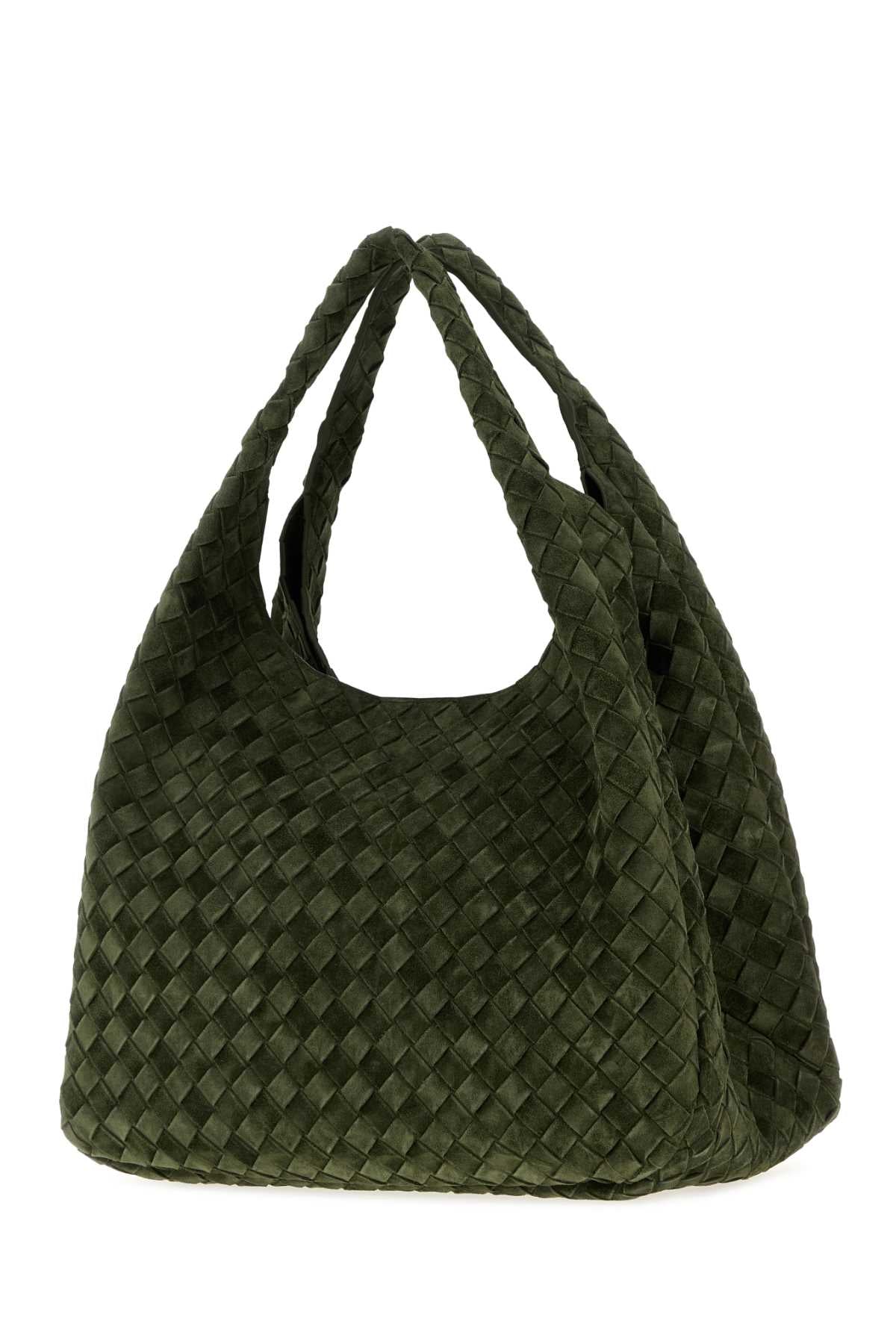 Bottega Veneta Women Dark Green Suede Large Campana Shoulder Bag BOTTEGA VENETA
