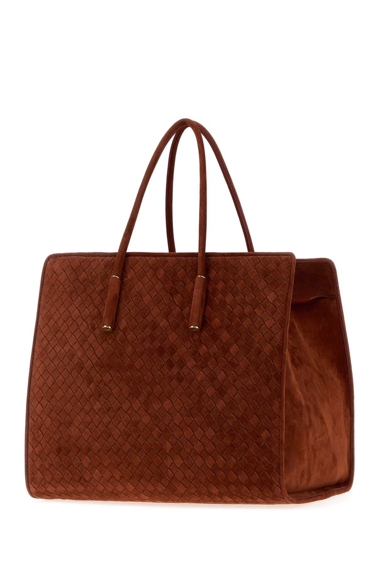 Bottega Veneta Women Brown Suede Barbara Shopping Bag BOTTEGA VENETA