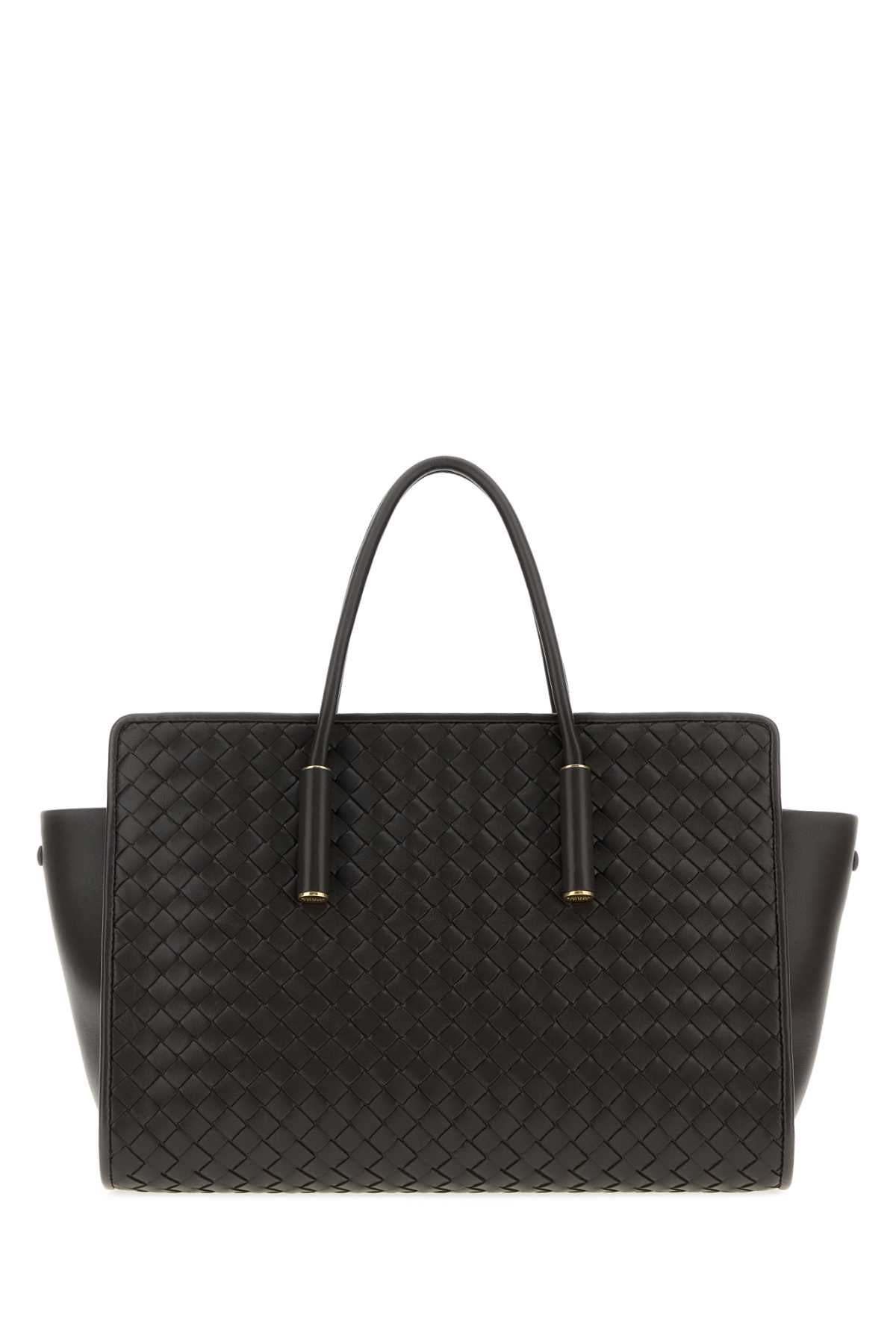 Bottega Veneta Women Dark Brown Leather Small Barbara Shopping Bag BOTTEGA VENETA