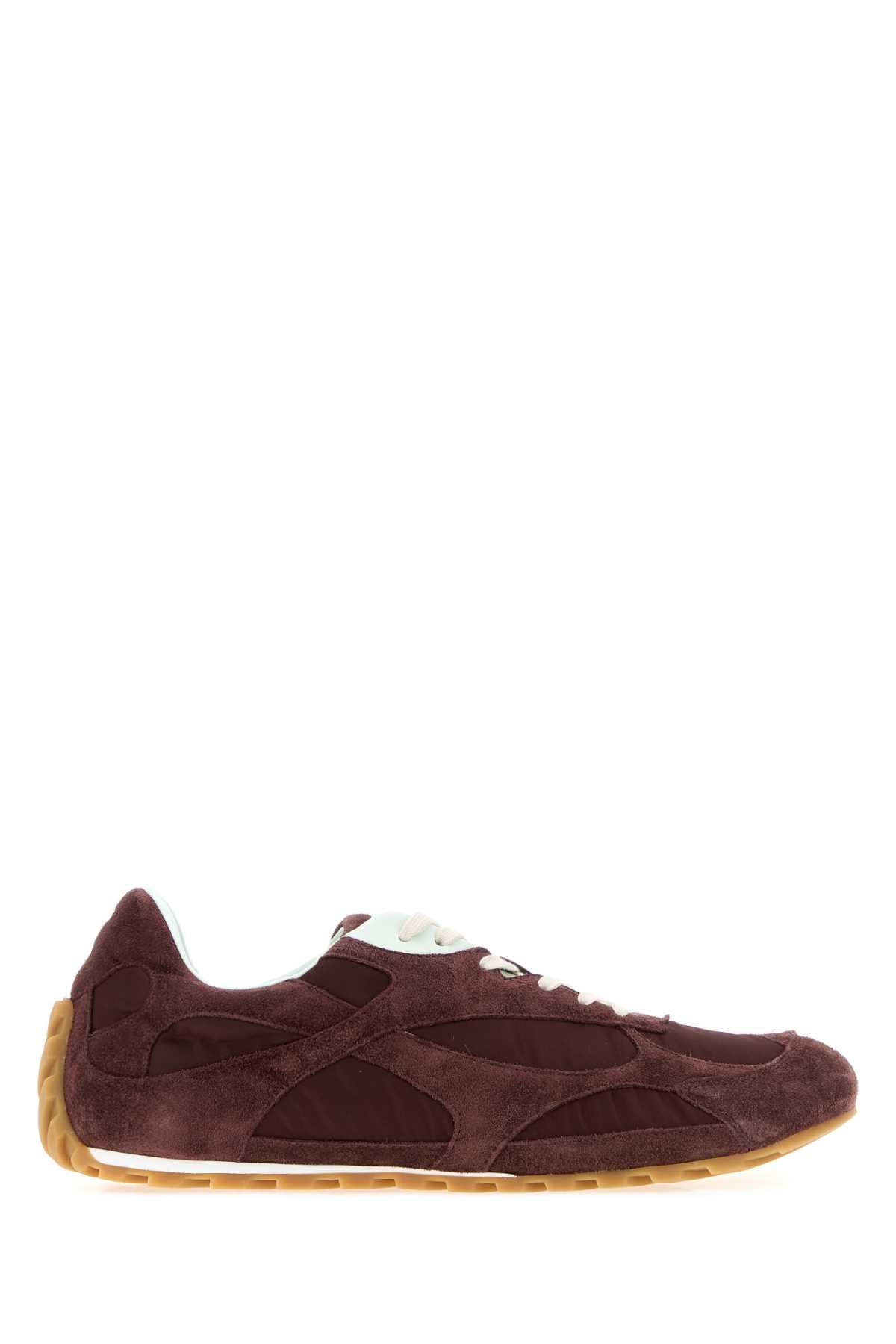 Bottega Veneta Men Burgundy Canvas And Suede Orbit Flash Sneakers BOTTEGA VENETA