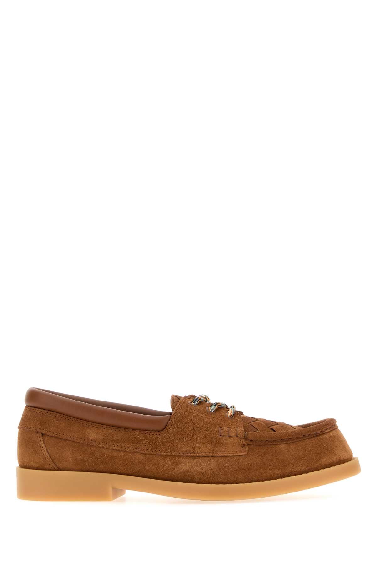 Bottega Veneta Men Caramel Suede Pier Boat Shoes BOTTEGA VENETA