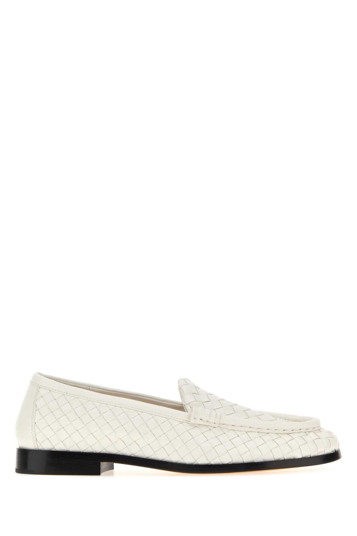 Bottega Veneta Women White Leather Silenzio Loafers BOTTEGA VENETA
