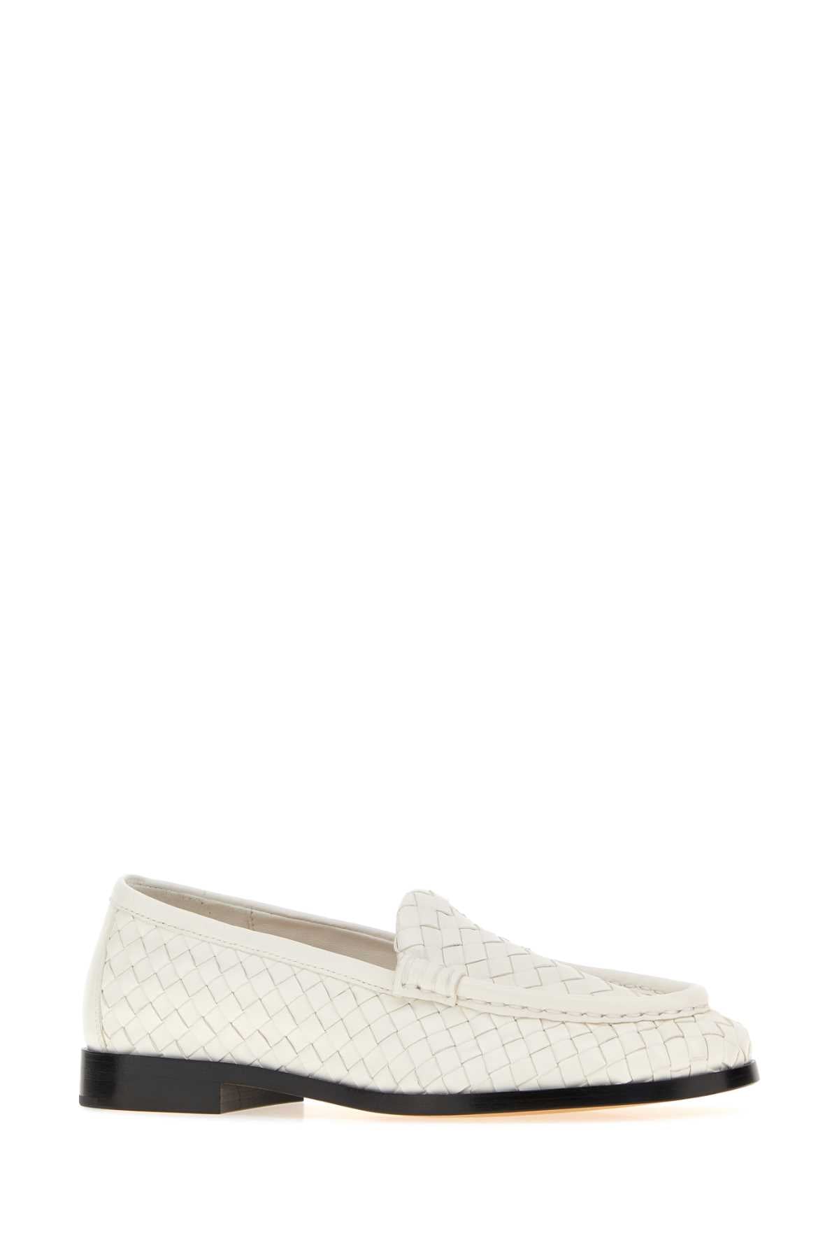 Bottega Veneta Women White Leather Silenzio Loafers BOTTEGA VENETA
