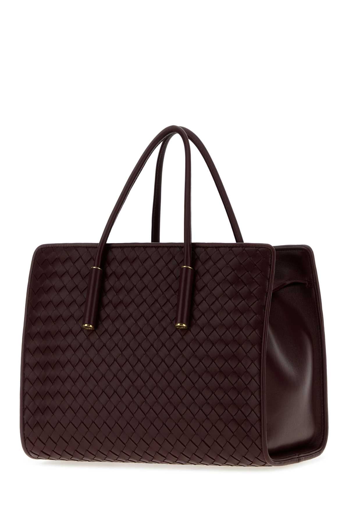 Bottega Veneta Women Aubergine Leather Small Barbara Shopping Bag BOTTEGA VENETA